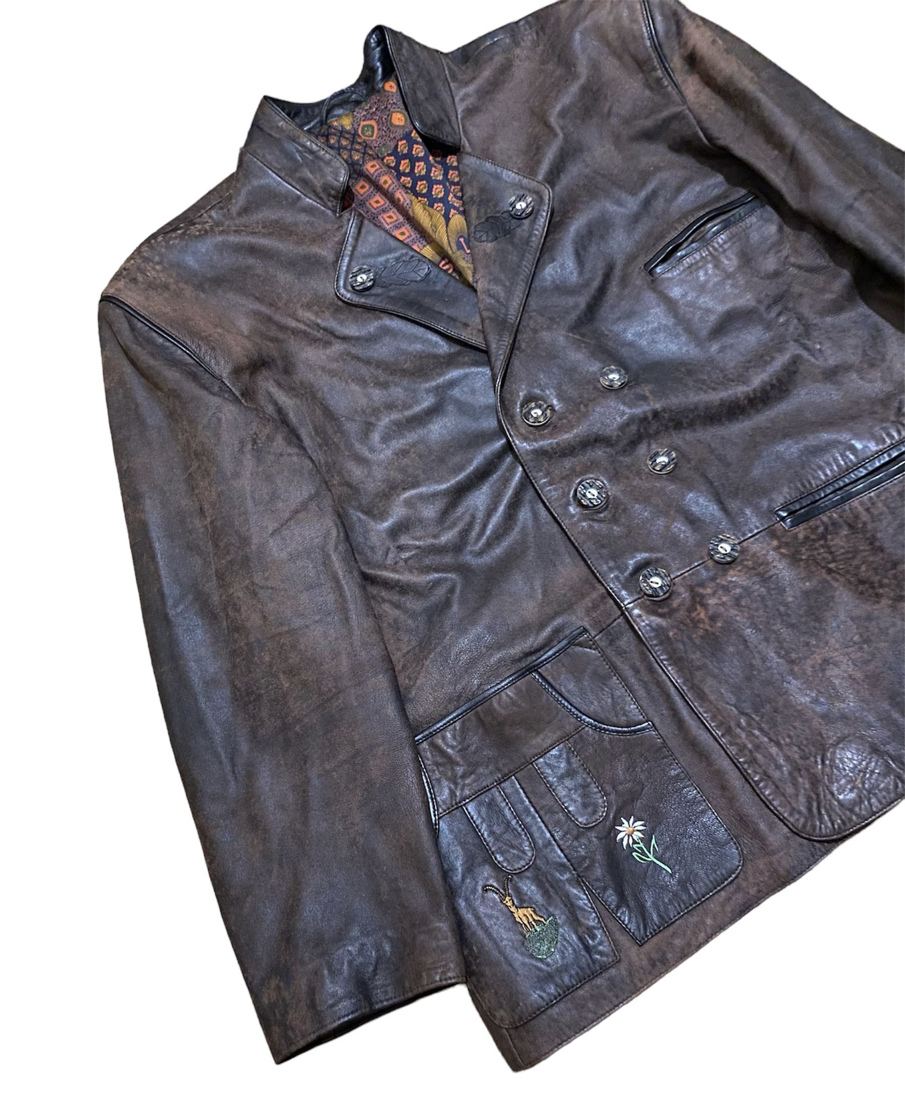 Vintage Vintage Hunter Distressed Leather Blazer / Jacket / Coat / Size US XL / EU 56 / 4 - 2 Thumbnail