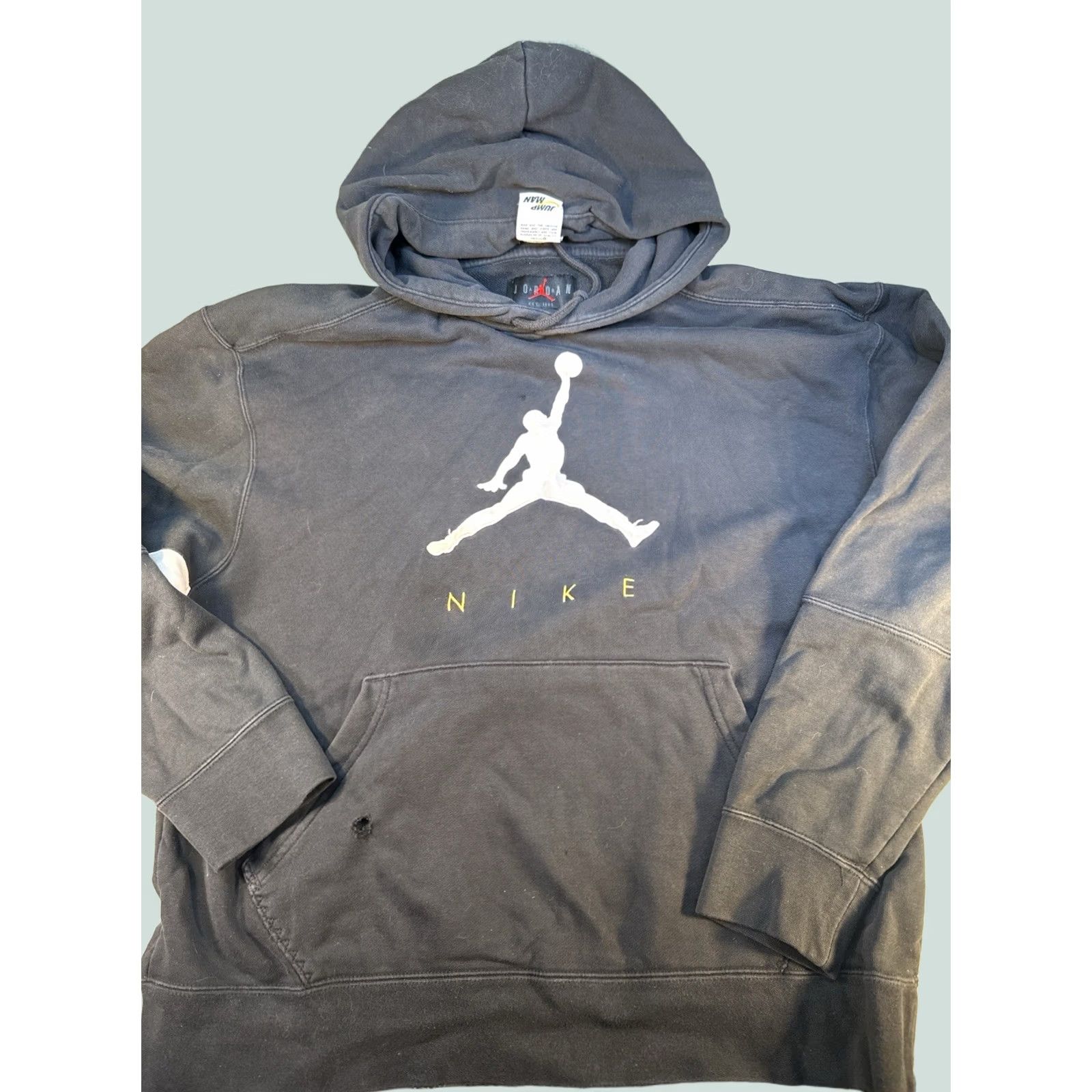Nike VINTAGE Jordan Jumpman Hoodie Black XL Nike Pullover Mens 90s 00s Jumpman Logo Flaws Read Size US XL / EU 56 / 4 - 1 Thumbnail