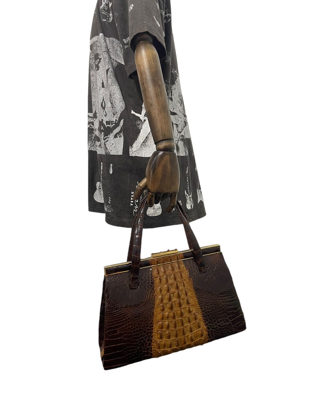 Vintage Crocodile Leather Patina Vtg 50s Unknown Japan Hand Bag 4🟩 Size ONE SIZE - 2 Thumbnail