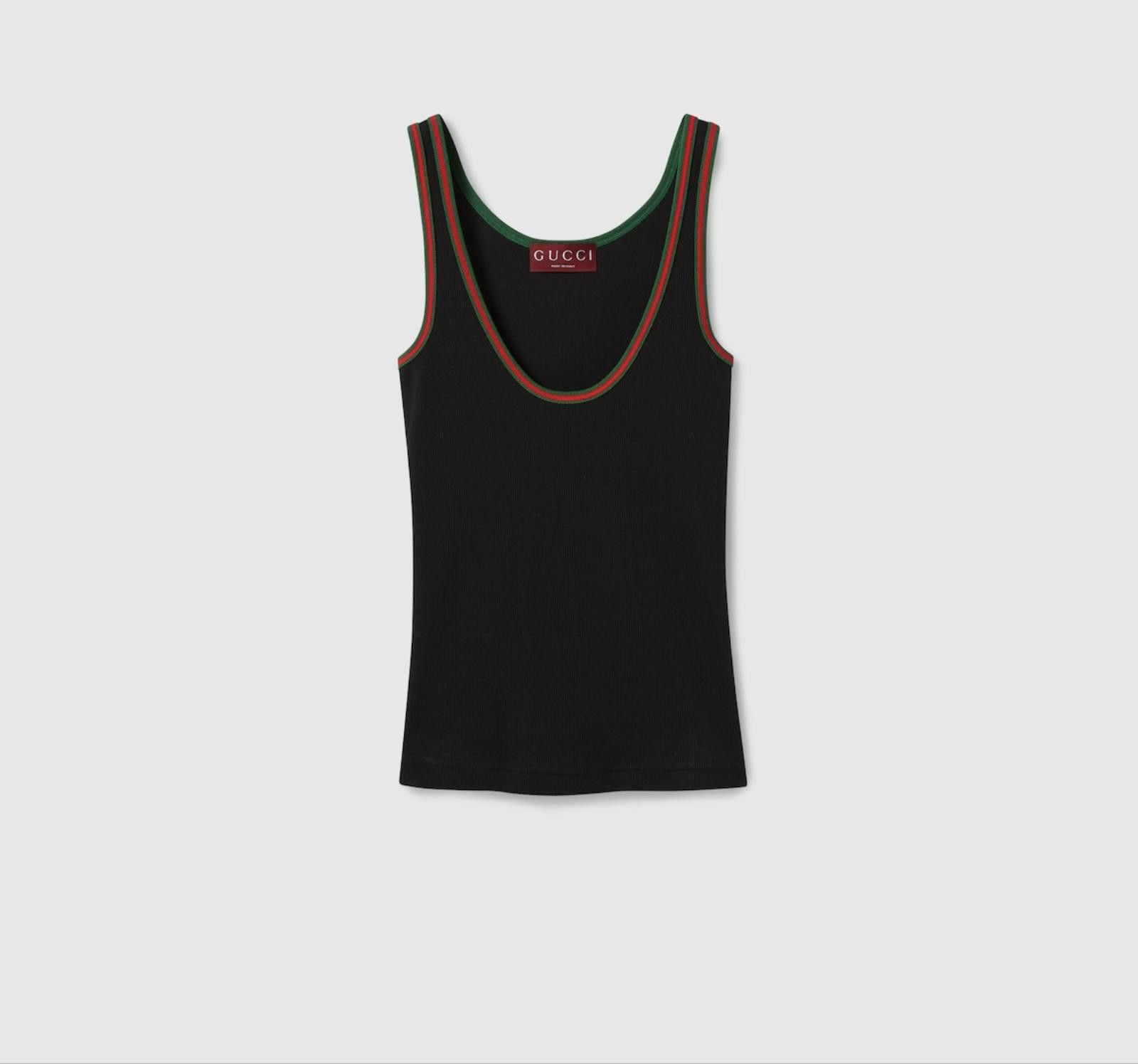 Gucci GUCCI COTTON RIB TANK TOP WITH WEB SIZE M Size ONE SIZE - 1 Thumbnail