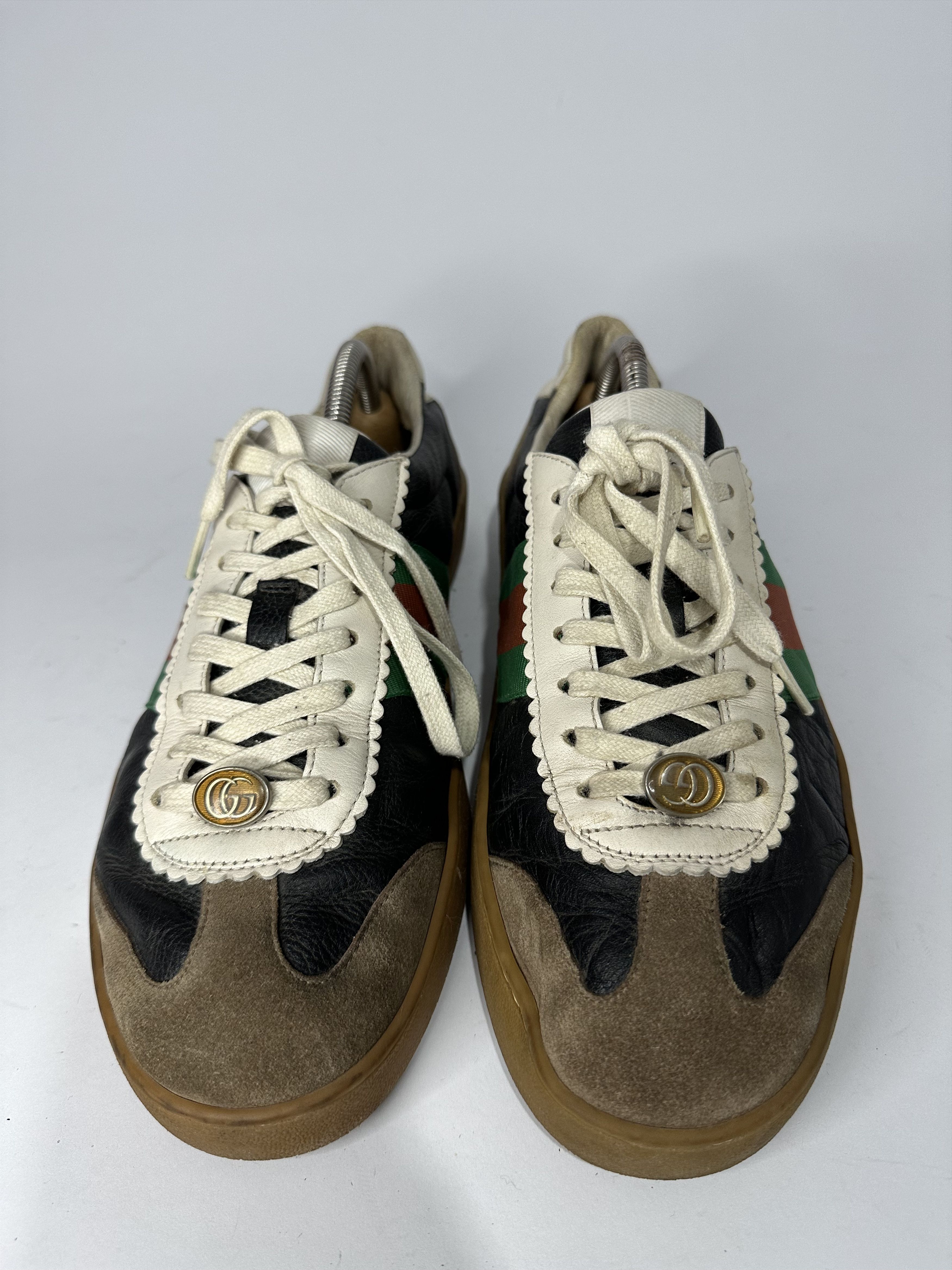 Gucci Gucci G74 Web Leather And Suede Tricolor Sneakers. Size US 10.5 / EU 43-44 - 1 Thumbnail