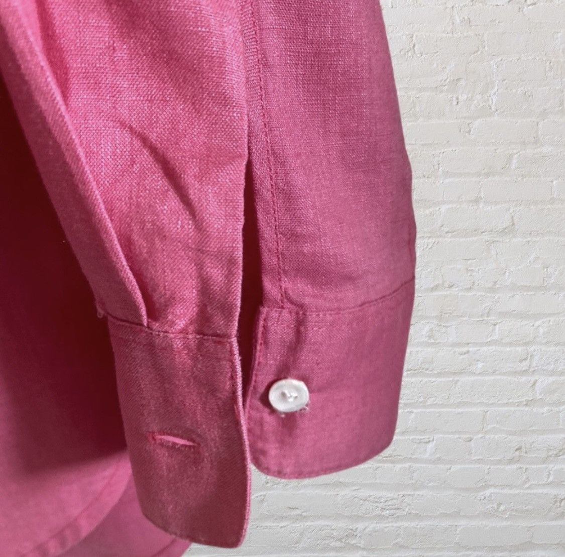 J.Crew HOT PINK J CREW LINEN BUTTON UP SHIRT BLOUSE TOP Size M / US 6-8 / IT 42-44 - 4 Thumbnail