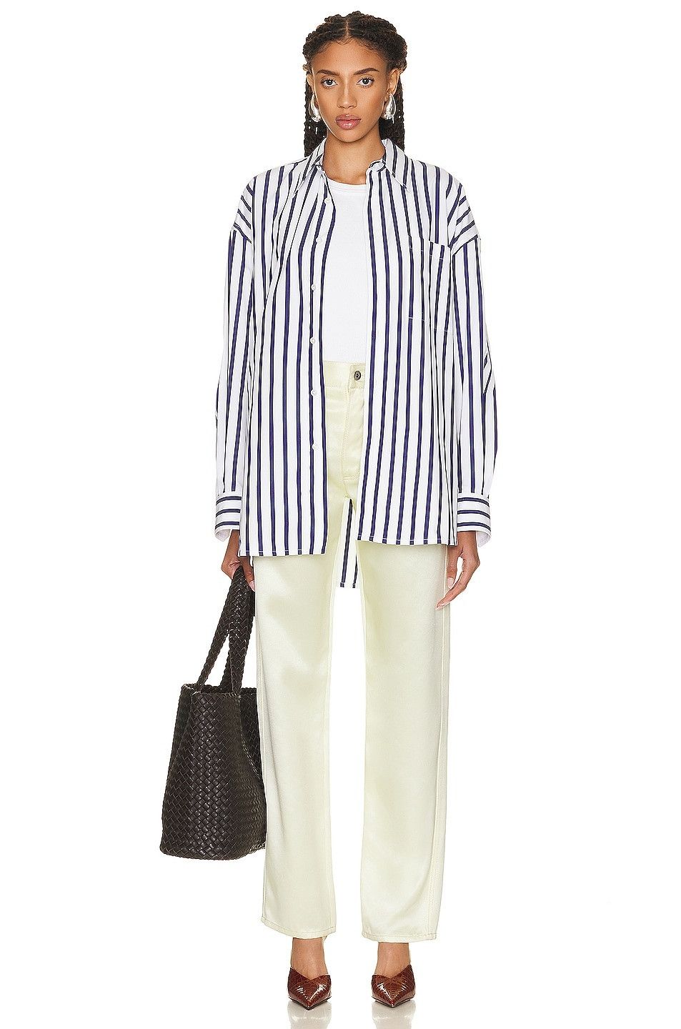 Bottega Veneta o1n1vont0325 Washed Silk Twill Straight Leg Trouser Size 28" / US 6 / IT 42 - 4 Thumbnail