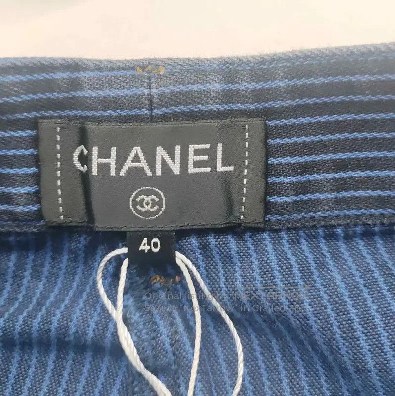 Chanel Chanel Summer Navy Cotton Skirt . Size 37" - 3 Thumbnail