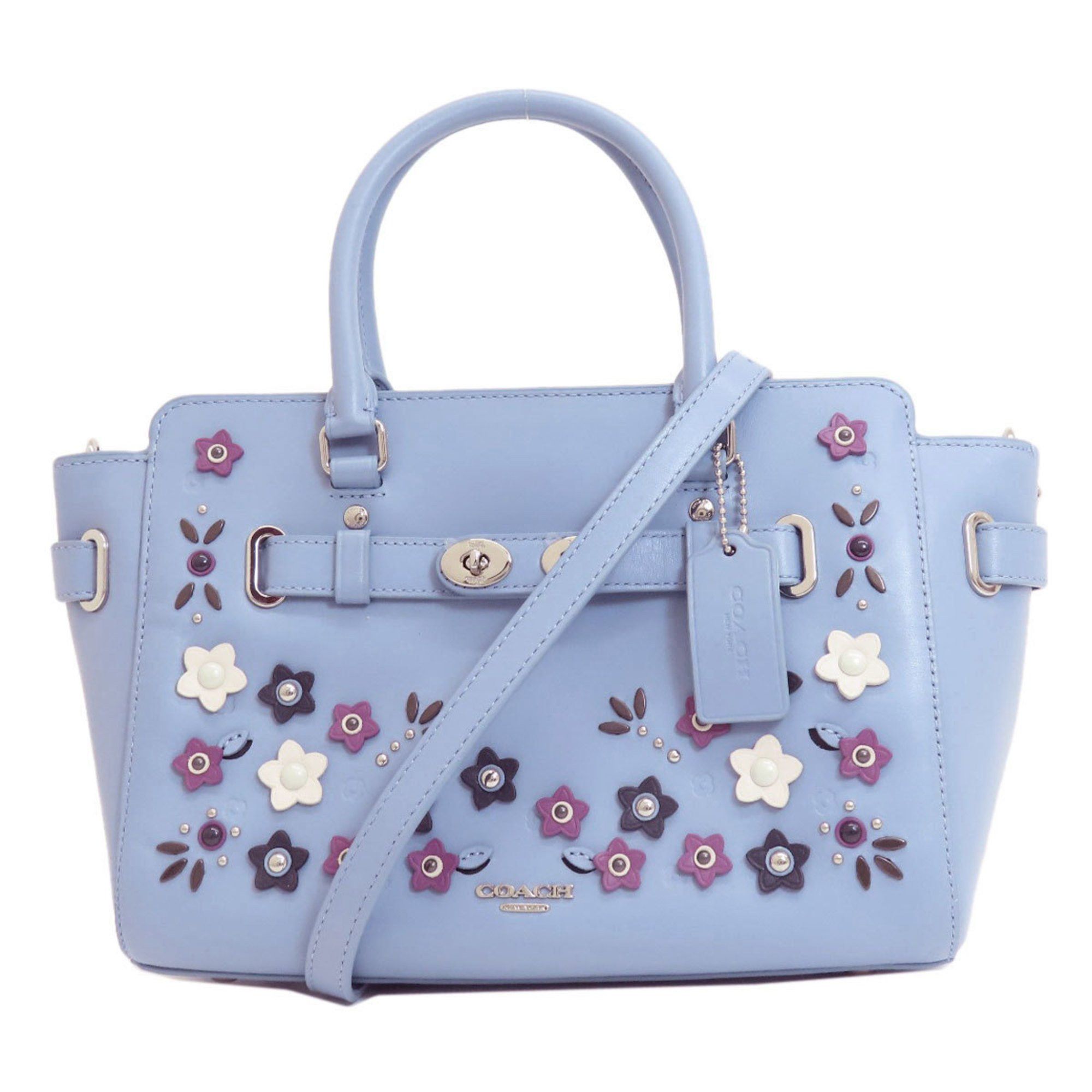 image of Coach F59450 Blake Carryall Flower Handbag Leather Women's Coach in Light Blue