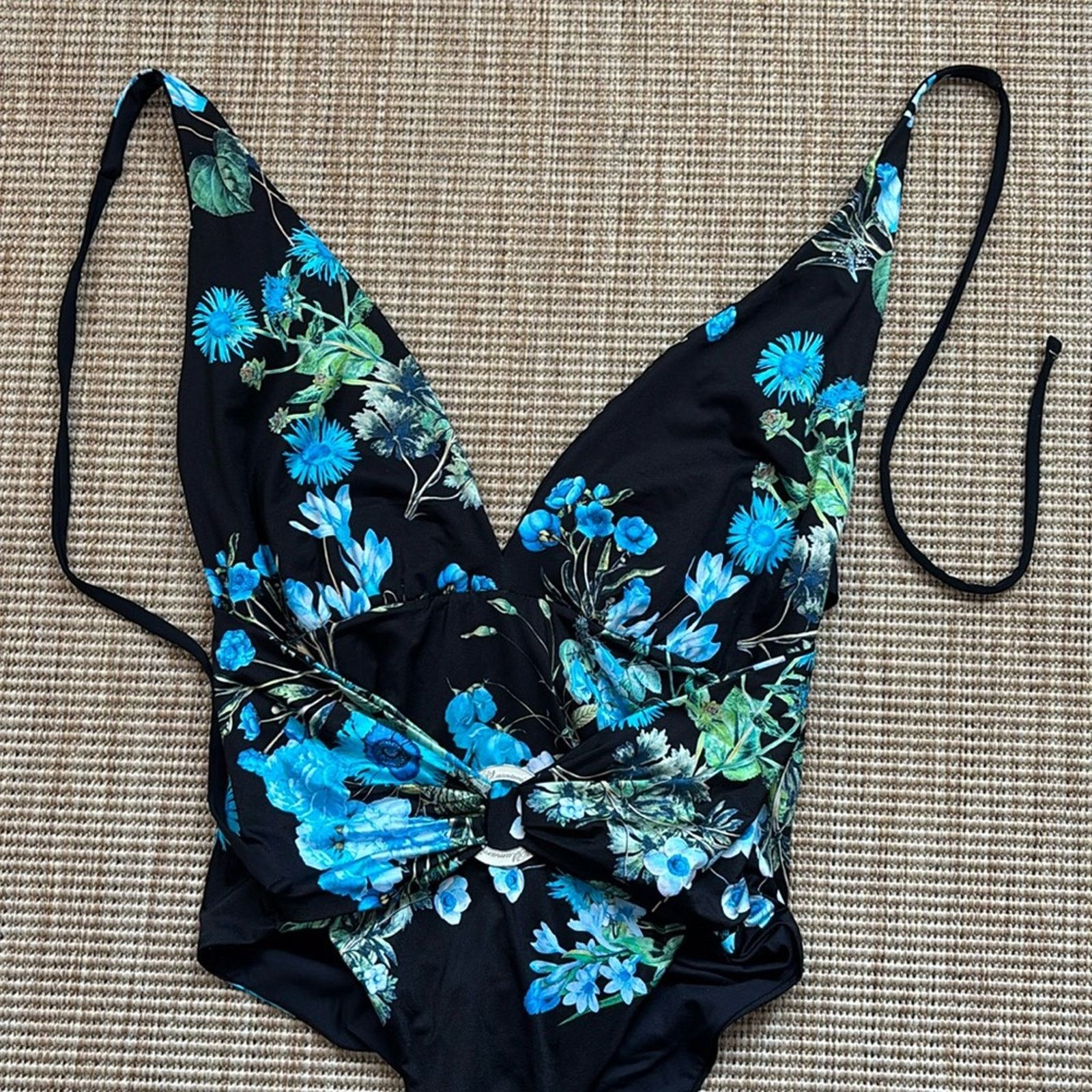 Blumarine NWT Blumarine Black and Blue One Piece Swimsuit Floral L Size ONE SIZE - 1 Thumbnail