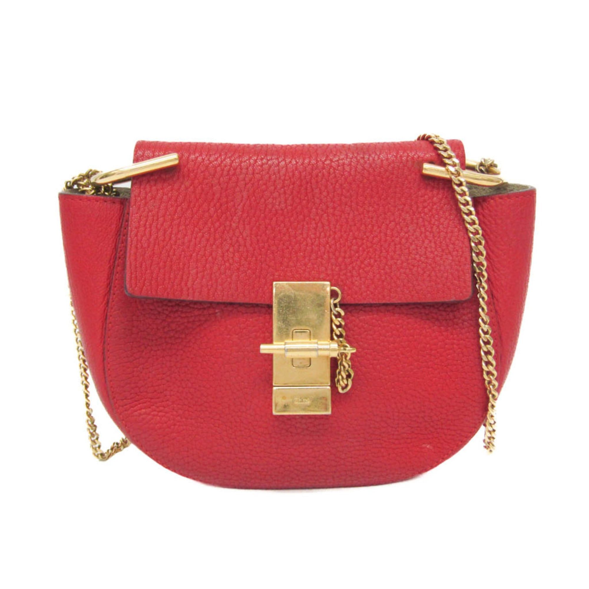 Chloe Chloé Drew Women's Leather Shoulder Bag Red Color Size ONE SIZE - 1 Thumbnail