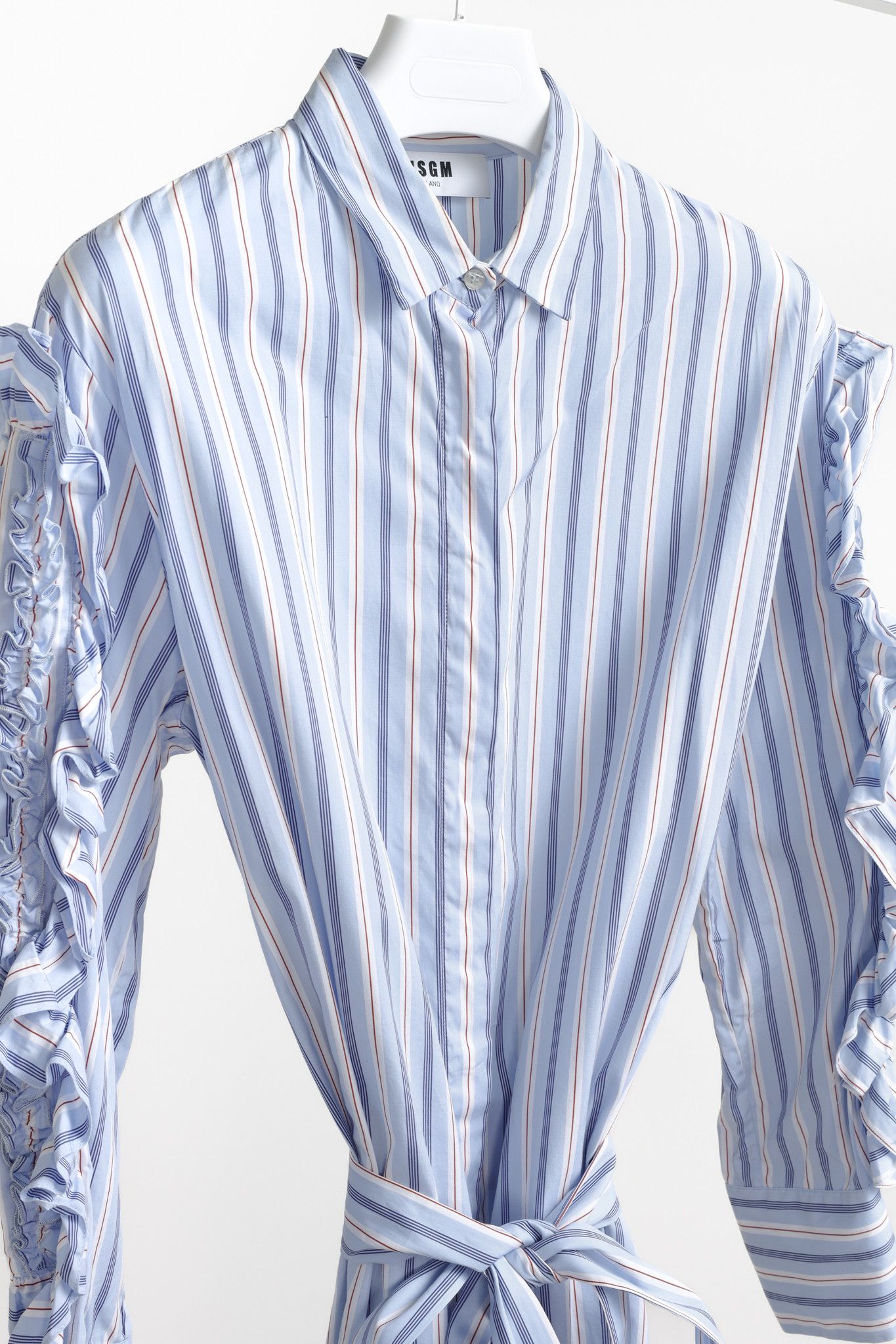 MSGM MSGM Milano Blue Striped Ruffled Arm Shirtdress Size M / US 6-8 / IT 42-44 - 3 Thumbnail