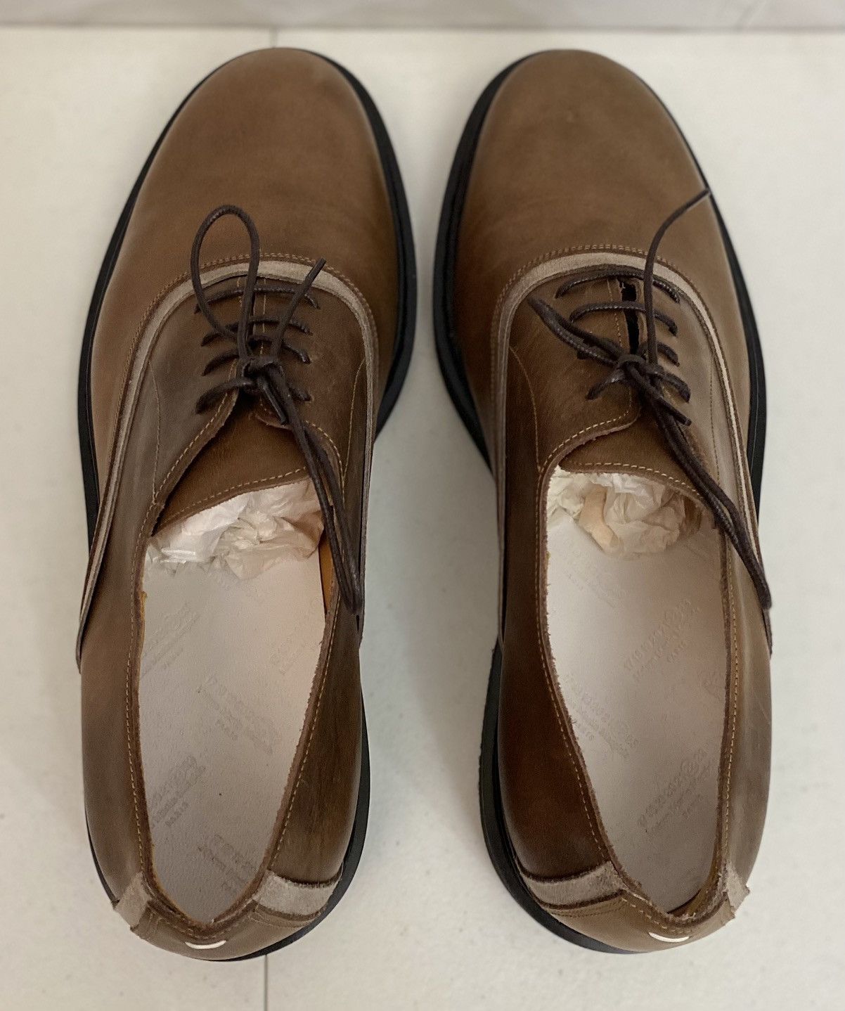 Maison Margiela Maison Margiela 22 🇮🇹 Brown Leather Suede Trim Oxfords 12 New Size US 12 / EU 45 - 12 Thumbnail