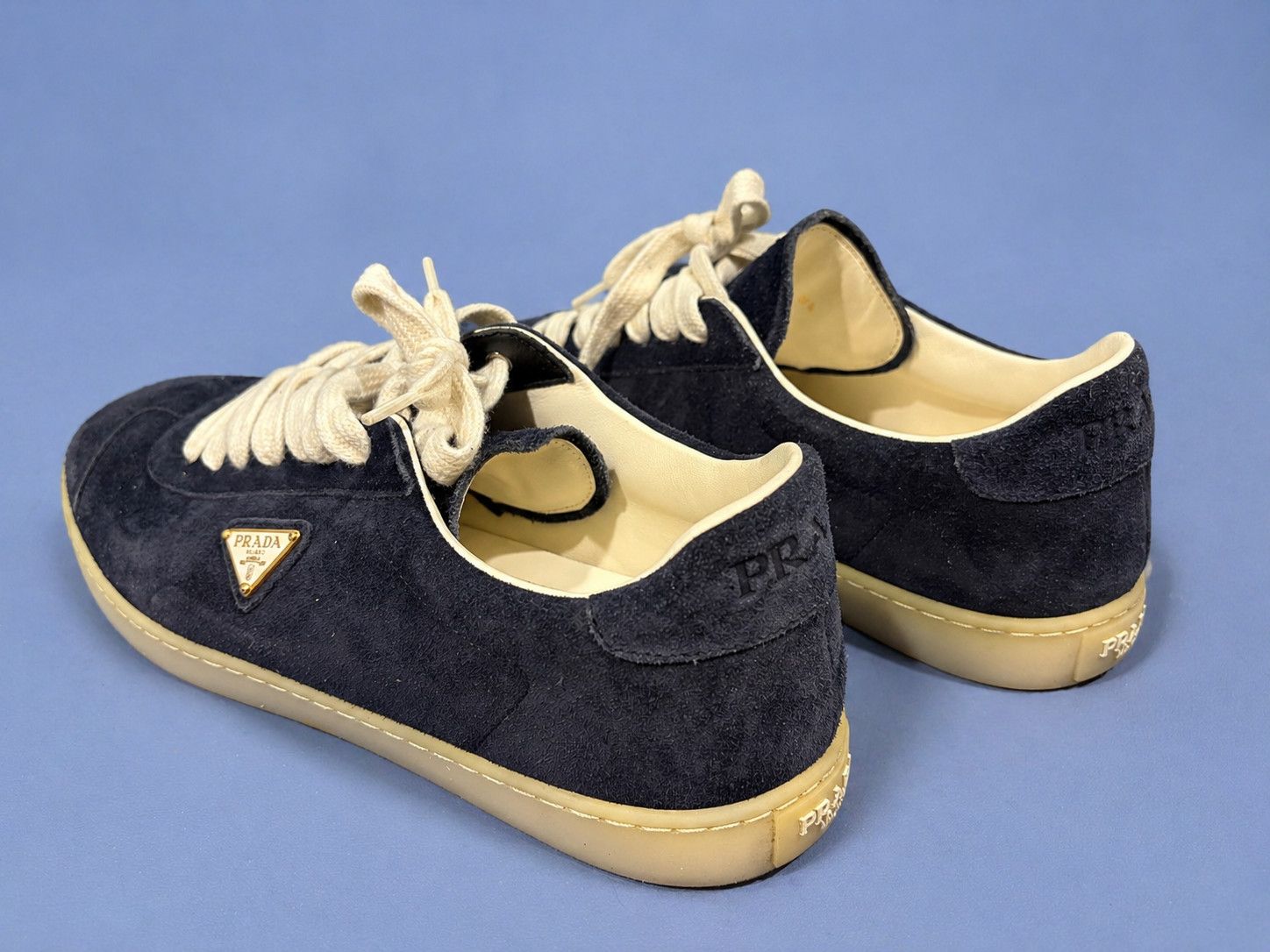 Prada Prada Lane Navy Suede Logo Sneakers 2EE394 Size US 8.5 / EU 41-42 - 3 Thumbnail