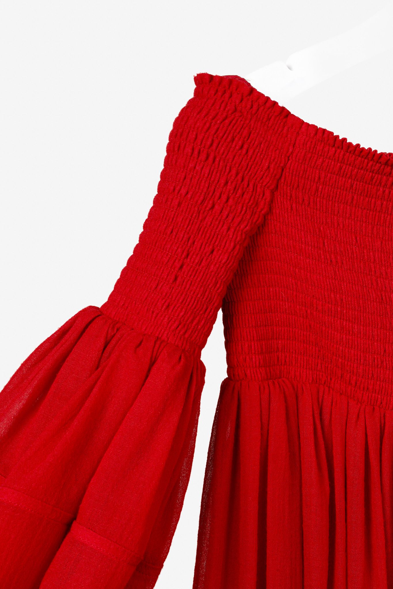 Chloe Chloe Red Crush Smocked Off-The-Shoulder Maxi Dress Size S / US 4 / IT 40 - 5 Thumbnail