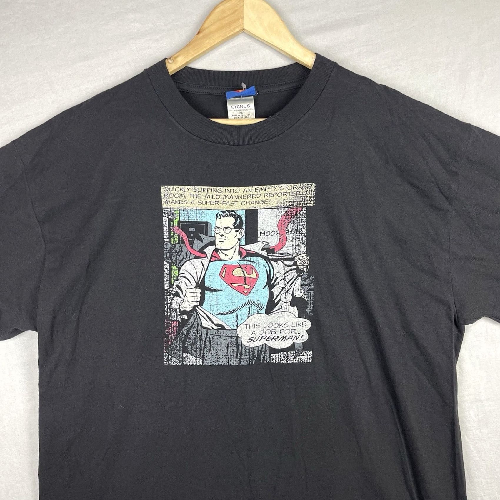 DC Comics VINTAGE Superman Shirt Mens XL Black DC Comics Comic Strip Panel Superhero Tee Size US XL / EU 56 / 4 - 2 Thumbnail