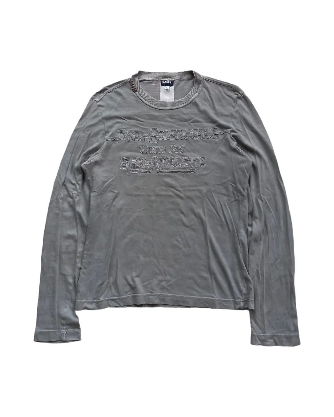 image of Archival Clothing x Dolce Gabbana D&g "feel Energetic With My Sex Athletic" Longsleve Tshirt in Gre