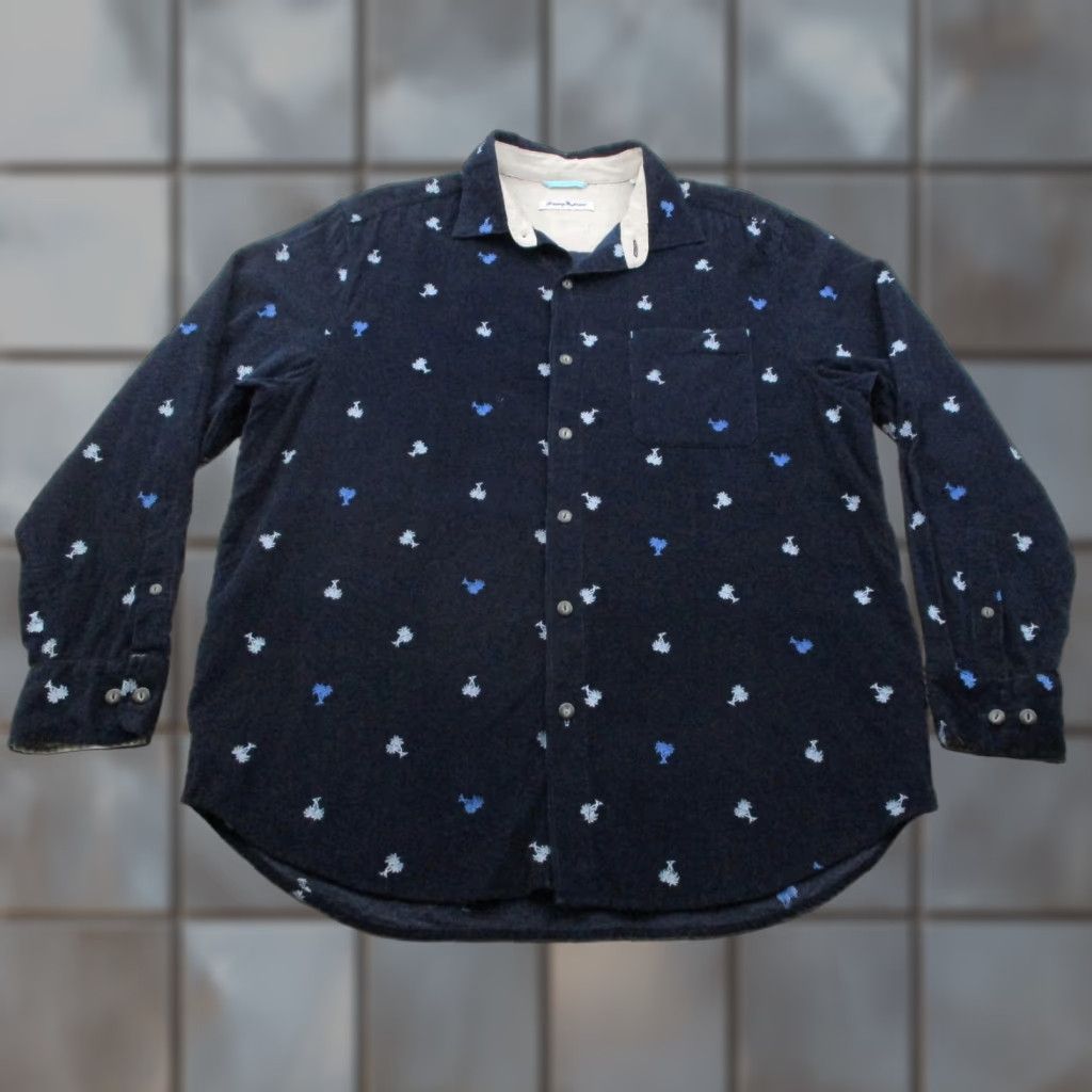 Tommy Bahama Tommy Bahama Corduroy Shirt Mens Large Navy Blue Palm Tree Embroidered Casual Size US L / EU 52-54 / 3 - 1 Thumbnail
