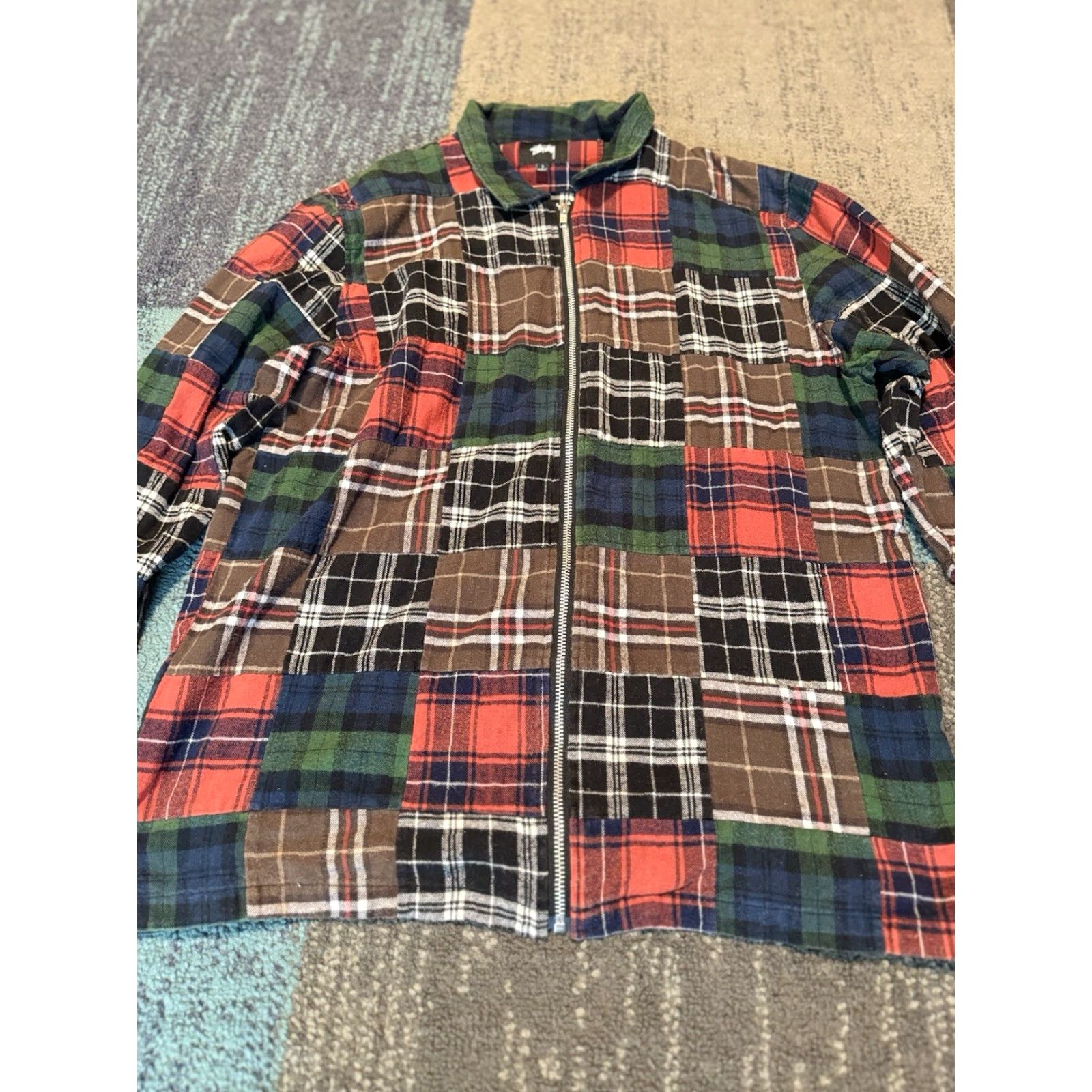 Vintage STUSSY PATCHWORK ZIP UP LS SHIRT Plaid L Men Long sleeve shirt Zip Front TV Genuine / 32143 Size US L / EU 52-54 / 3 - 2 Thumbnail