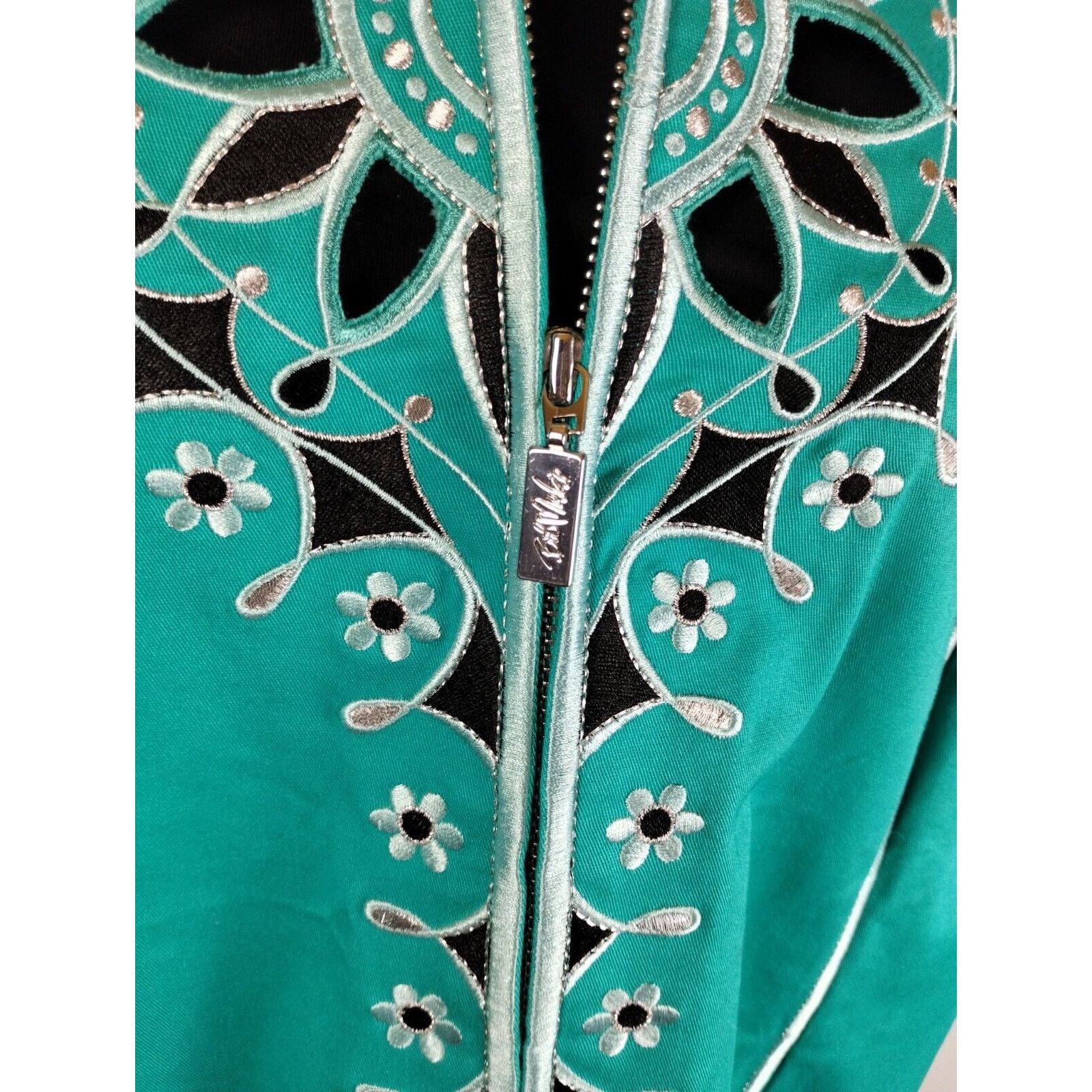 Vintage Bob Mackey Jacket - 1X Teal Embroidered - Blemished Size XL / US 12-14 / IT 48-50 - 5 Thumbnail