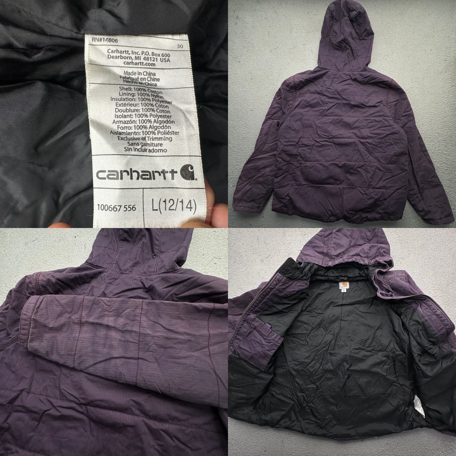 Carhartt Carhartt Gallatin Jacket Womens Large Quilt Lined Full Zip Purple Hooded Jacket Size L / US 10 / IT 46 - 8 Thumbnail