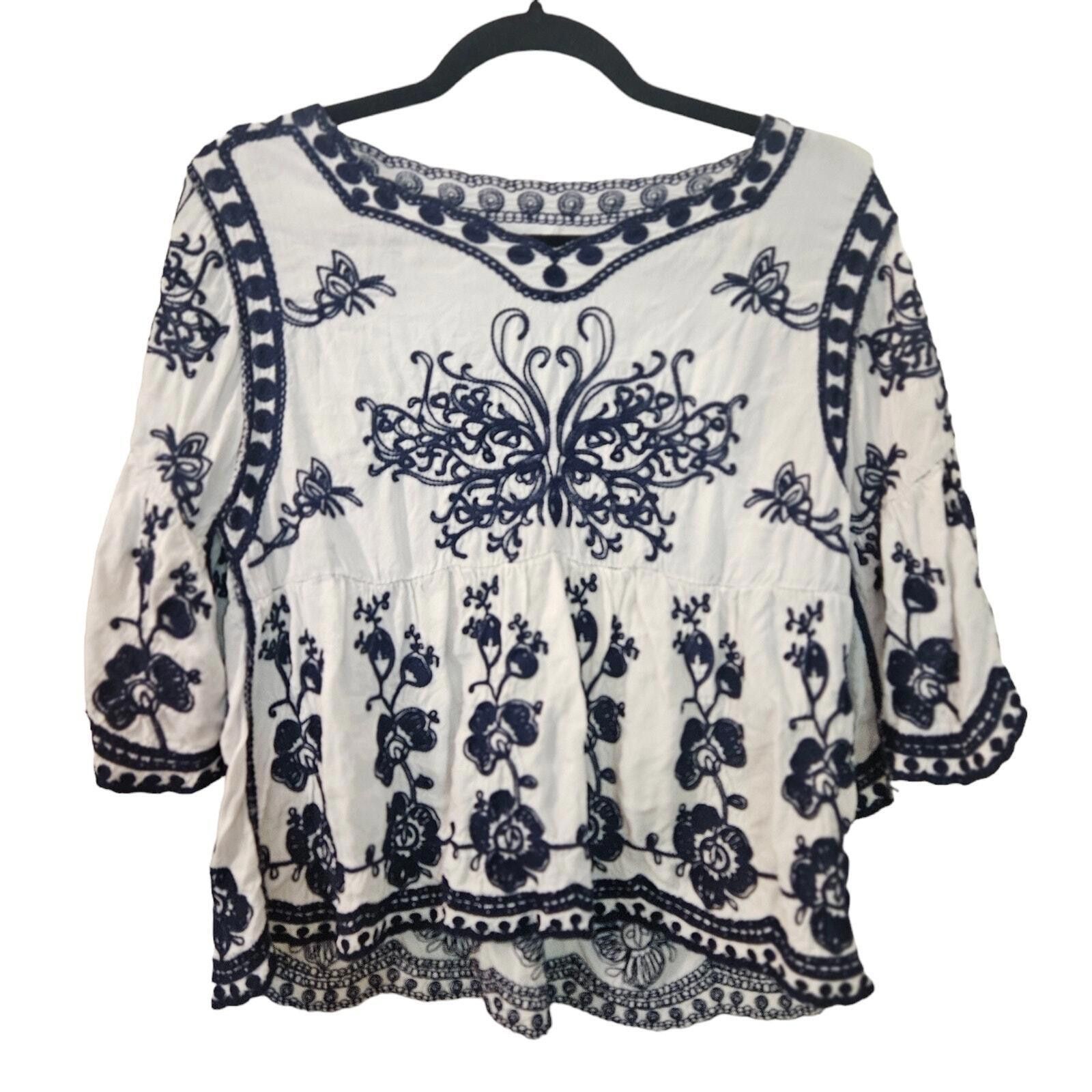 Designer Kindred Embroidered Peplum Top - Elegant Floral Design Sz L Size L / US 10 / IT 46 - 1 Thumbnail