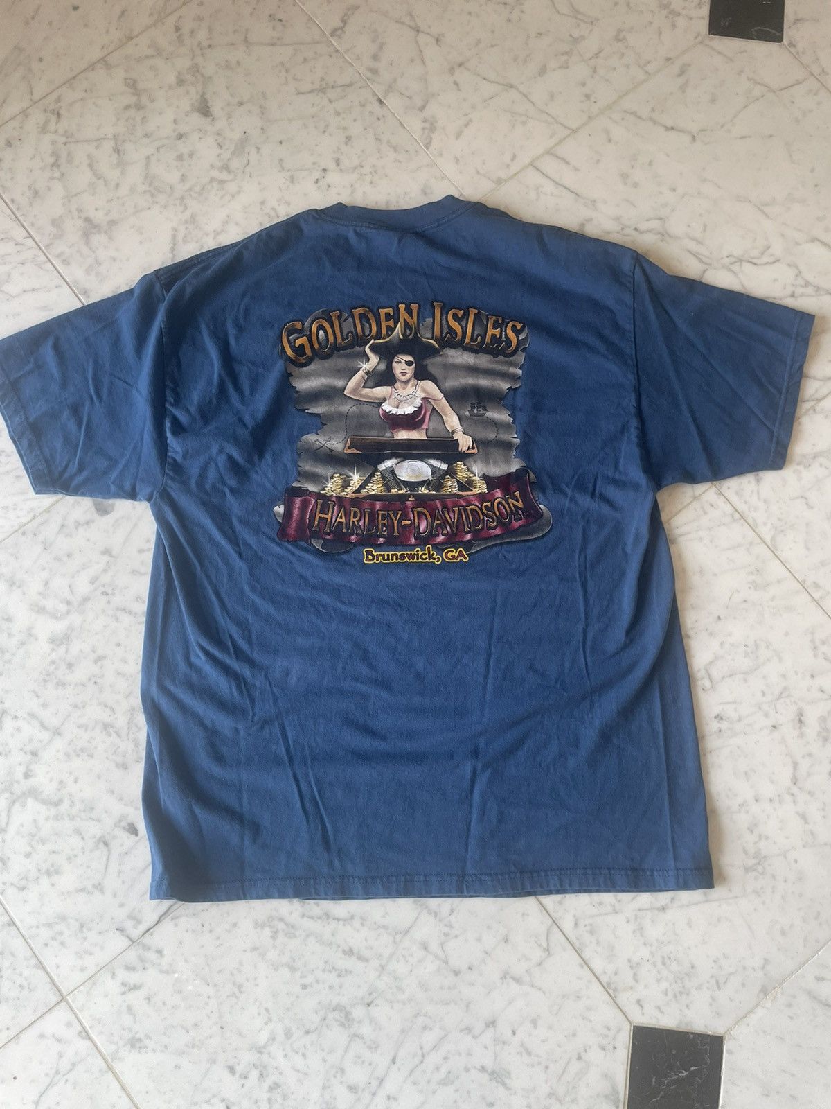 Harley Davidson × Vintage Vintage Harley Davidson Pin Up Girl Tee Size US XXL / EU 58 / 5 - 3 Thumbnail