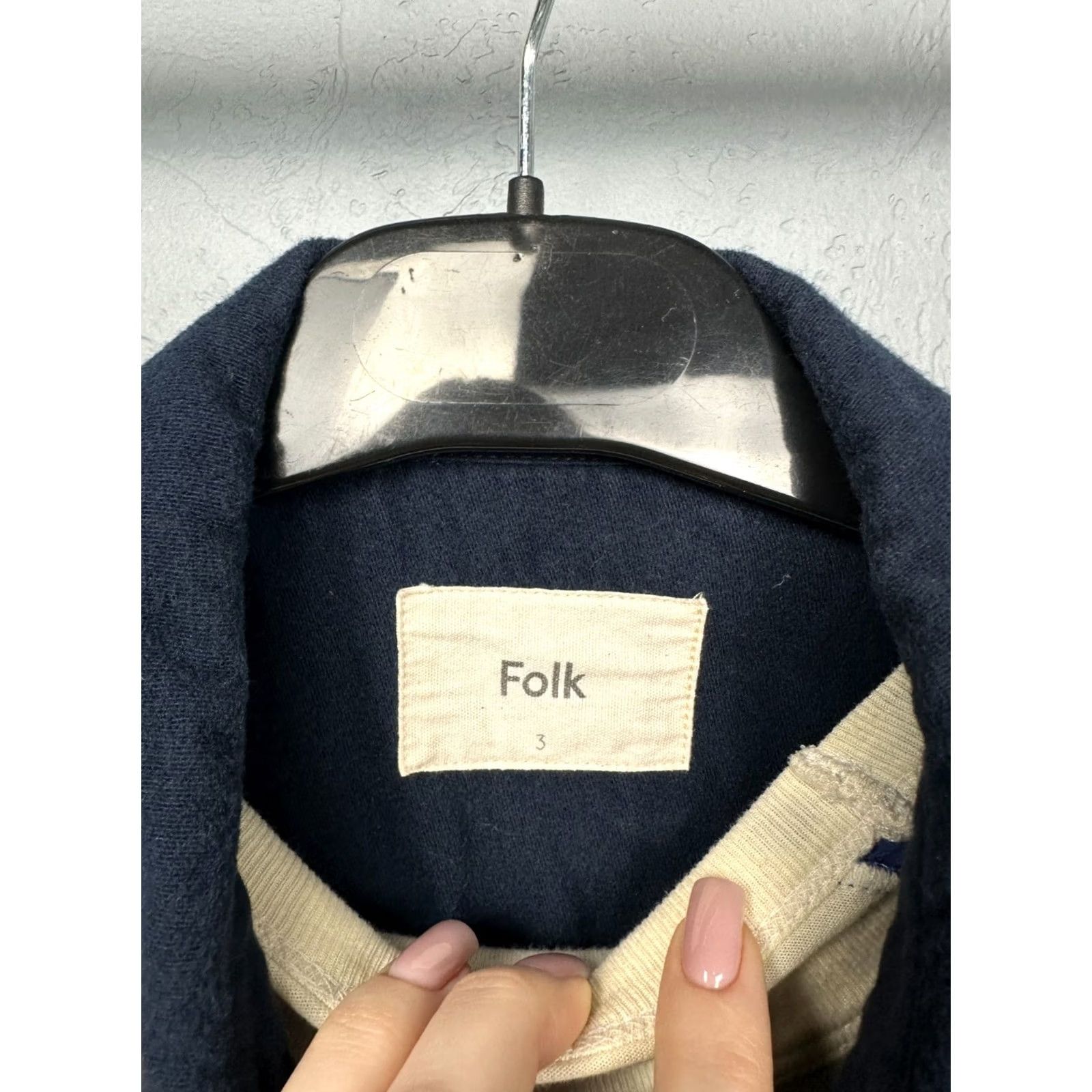 Folk Folk Mens Overshirt Jacket Heavy Cotton Flannel Shirt Size L Blue Button-Up Shirt Mens Regular Size L Stephen Folk Overshirt Jacket External Size US L / EU 52-54 / 3 - 3 Thumbnail