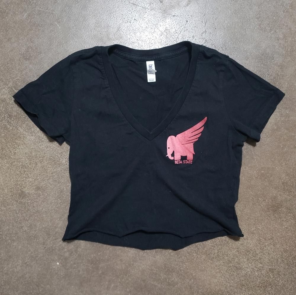 Designer Black | BETA STATE | Cropped Vneck Short Sleeve Size S / US 4 / IT 40 - 1 Thumbnail