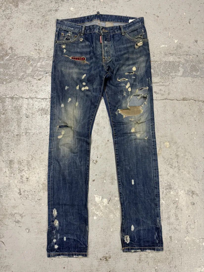 Designer × Dsquared2 × Vintage AW2017 DSquared2 Blue Distressed Slim Denim Jeans Size US 32 / EU 48 - 6 Thumbnail