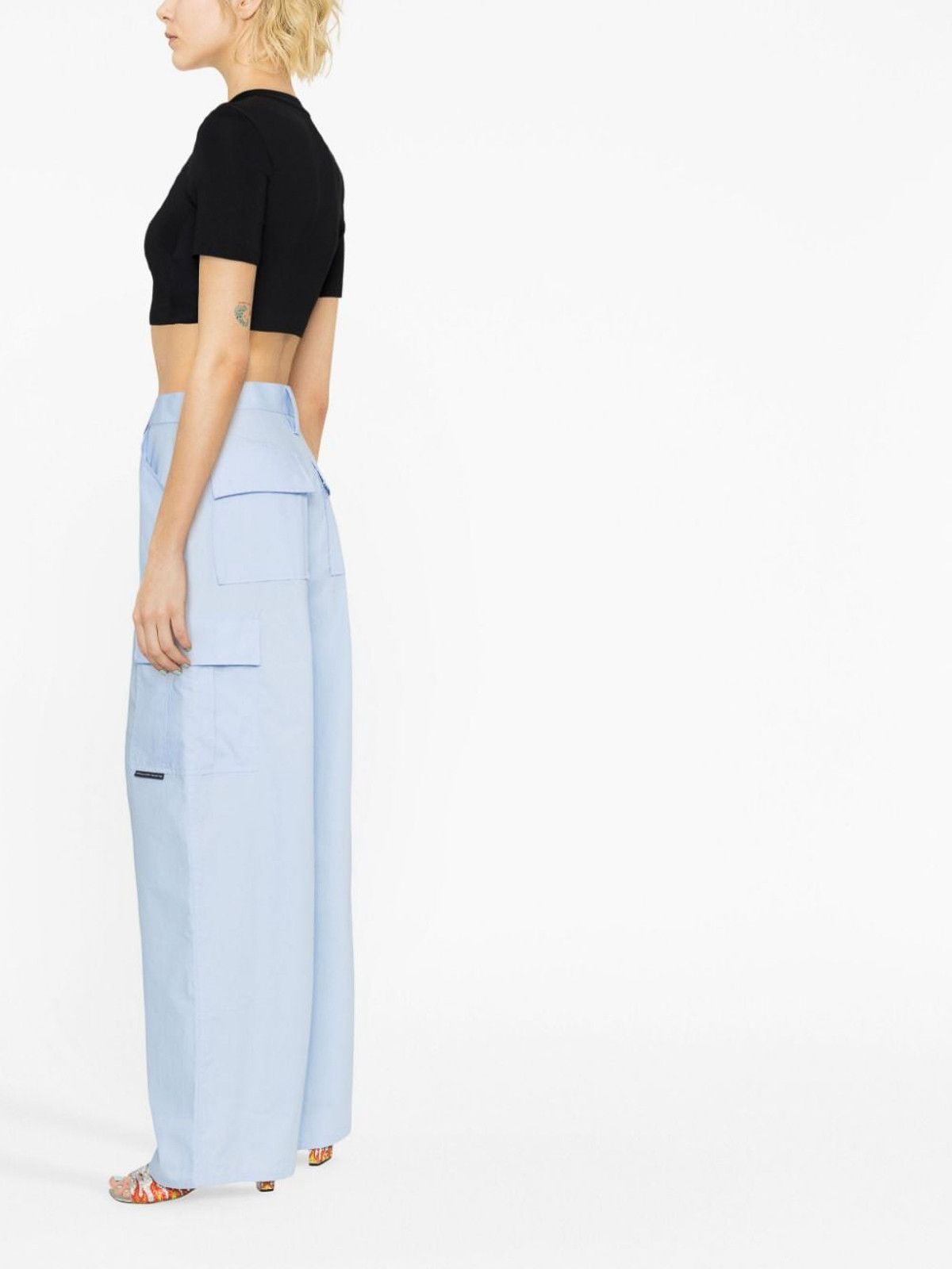 Off-White o1gr1nt0325 Zip Logo Crop T-Shirt in Black Size S / US 4 / IT 40 - 4 Thumbnail