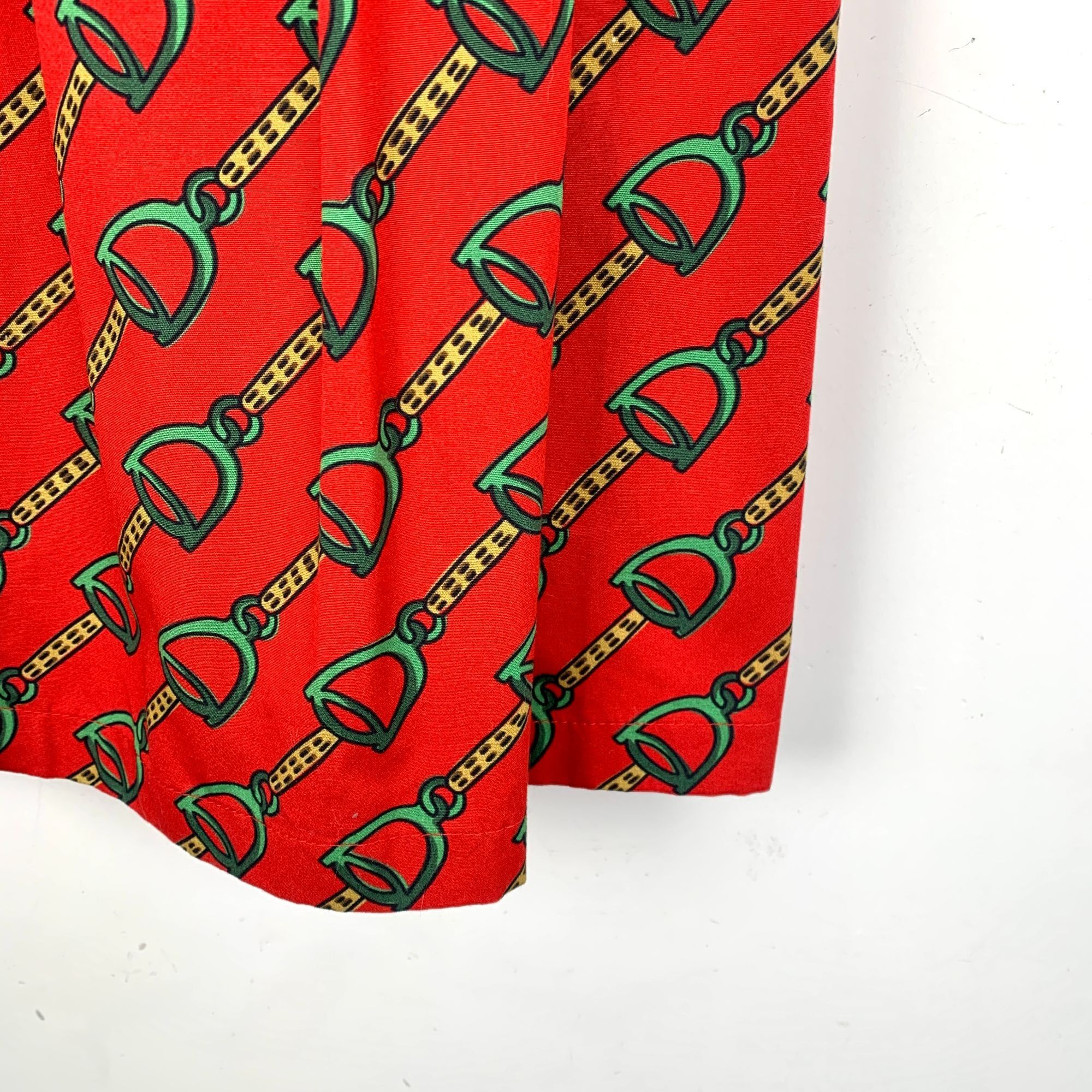 Gucci Gucci Red Chain Print Button Front A-Line Midi Skirt Size 26" / US 2 / IT 38 - 4 Thumbnail