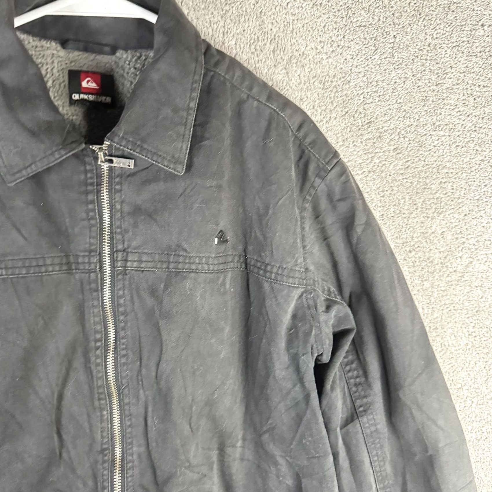 Quiksilver Quiksilver Jacket Mens L Gray Canvas Sherpa Lined Full Zip Bomber Warm H106787 Size US L / EU 52-54 / 3 - 4 Thumbnail