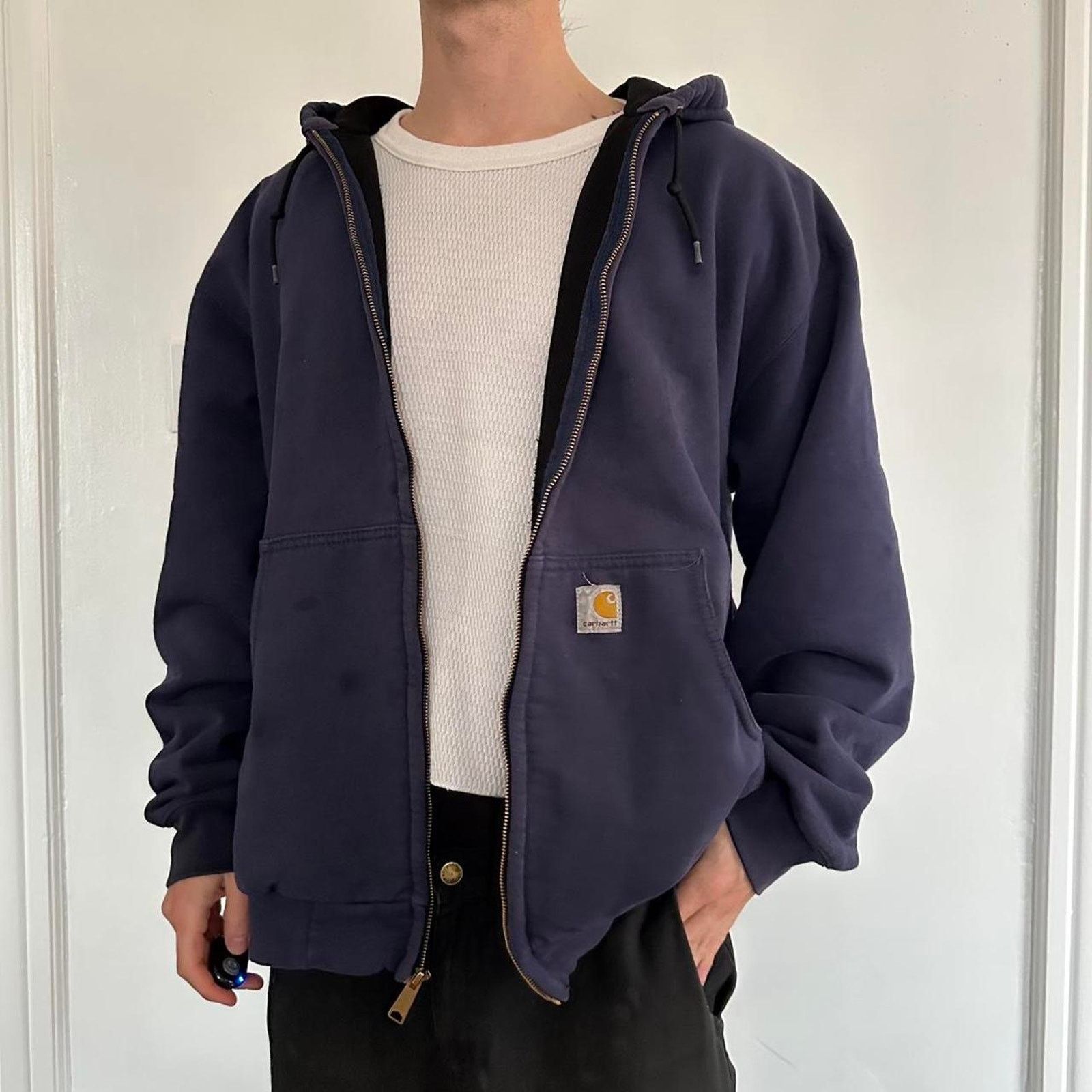 Carhartt × Vintage Vintage 90s Heavy Thermal Work Jacket Zip Up Sweatshirt Size US XL / EU 56 / 4 - 7 Thumbnail