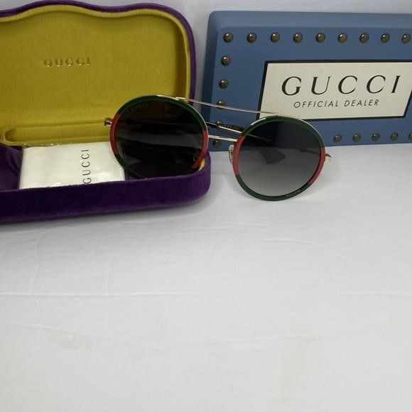 Gucci GUCCI Green Gradient Round Ladies Sunglasses GG0061S 003 56" Size ONE SIZE - 2 Thumbnail