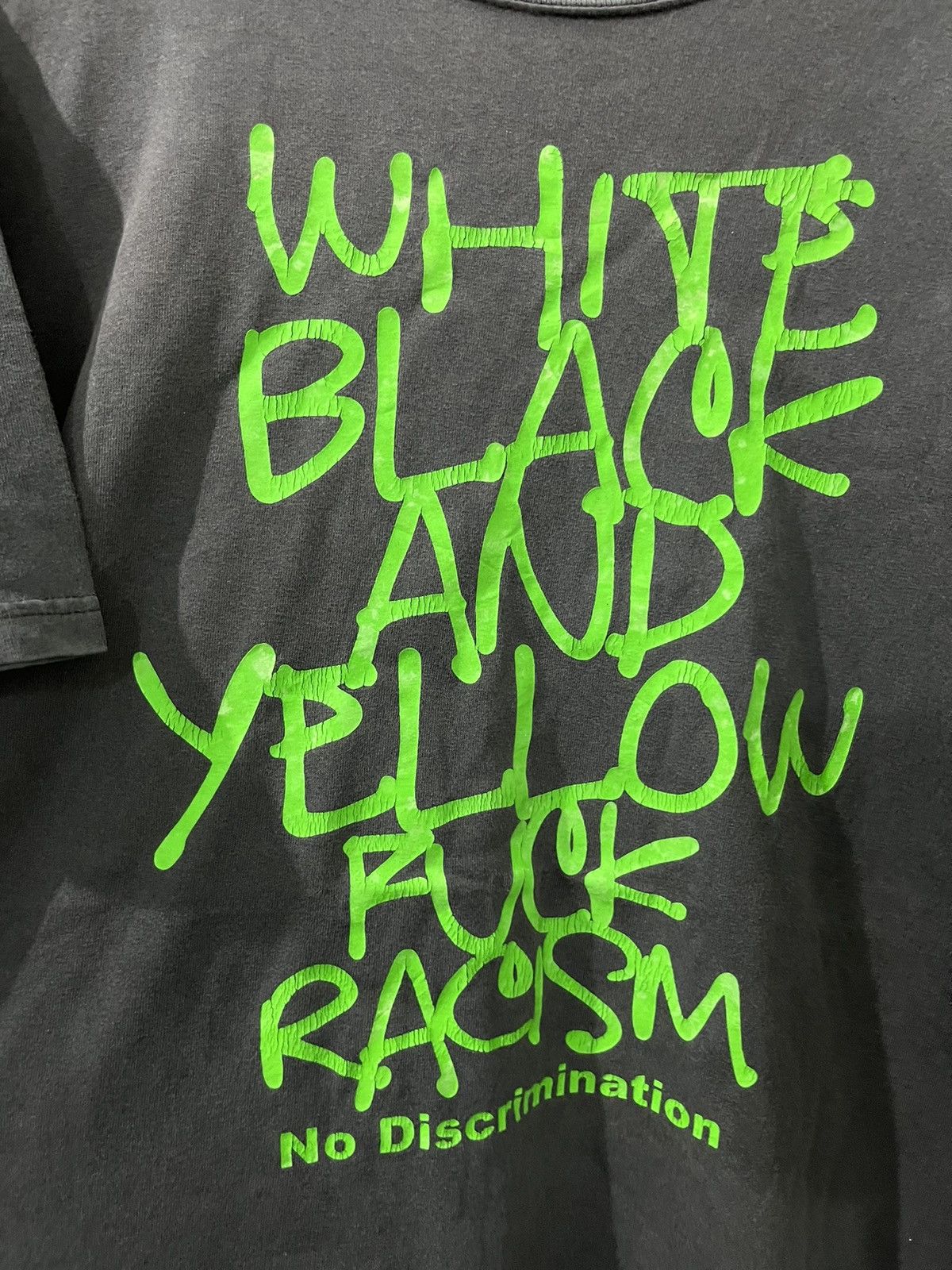 Band Tees 🔥Y2K PURE SUNFADED WORDING BLACK RAP TEES F RACISM Size US L / EU 52-54 / 3 - 2 Thumbnail