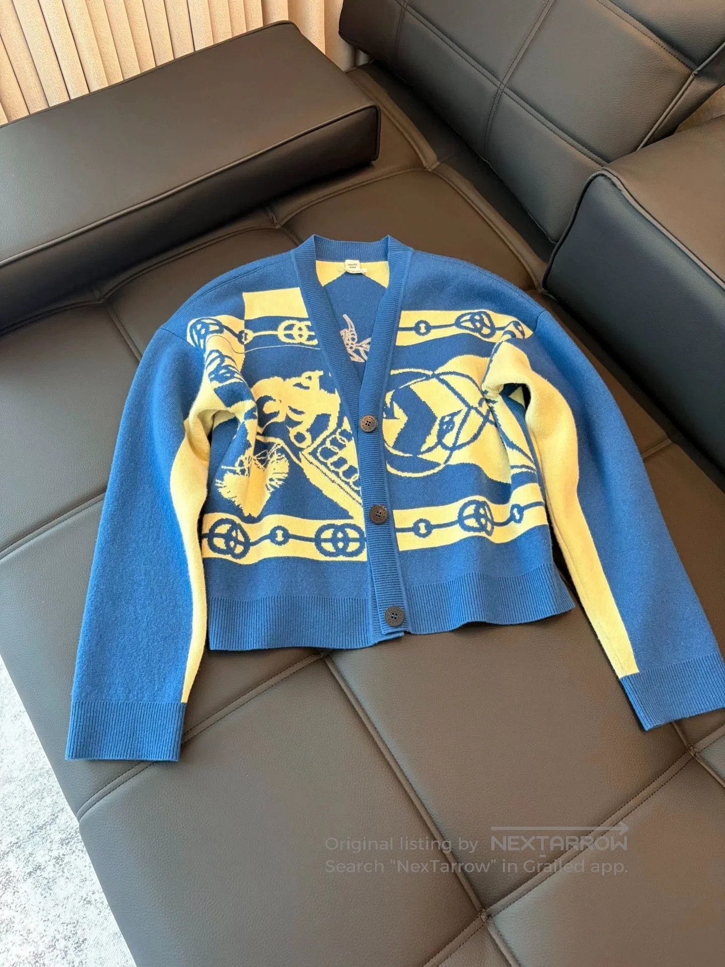Hermes Blue Cardigan Sweater.