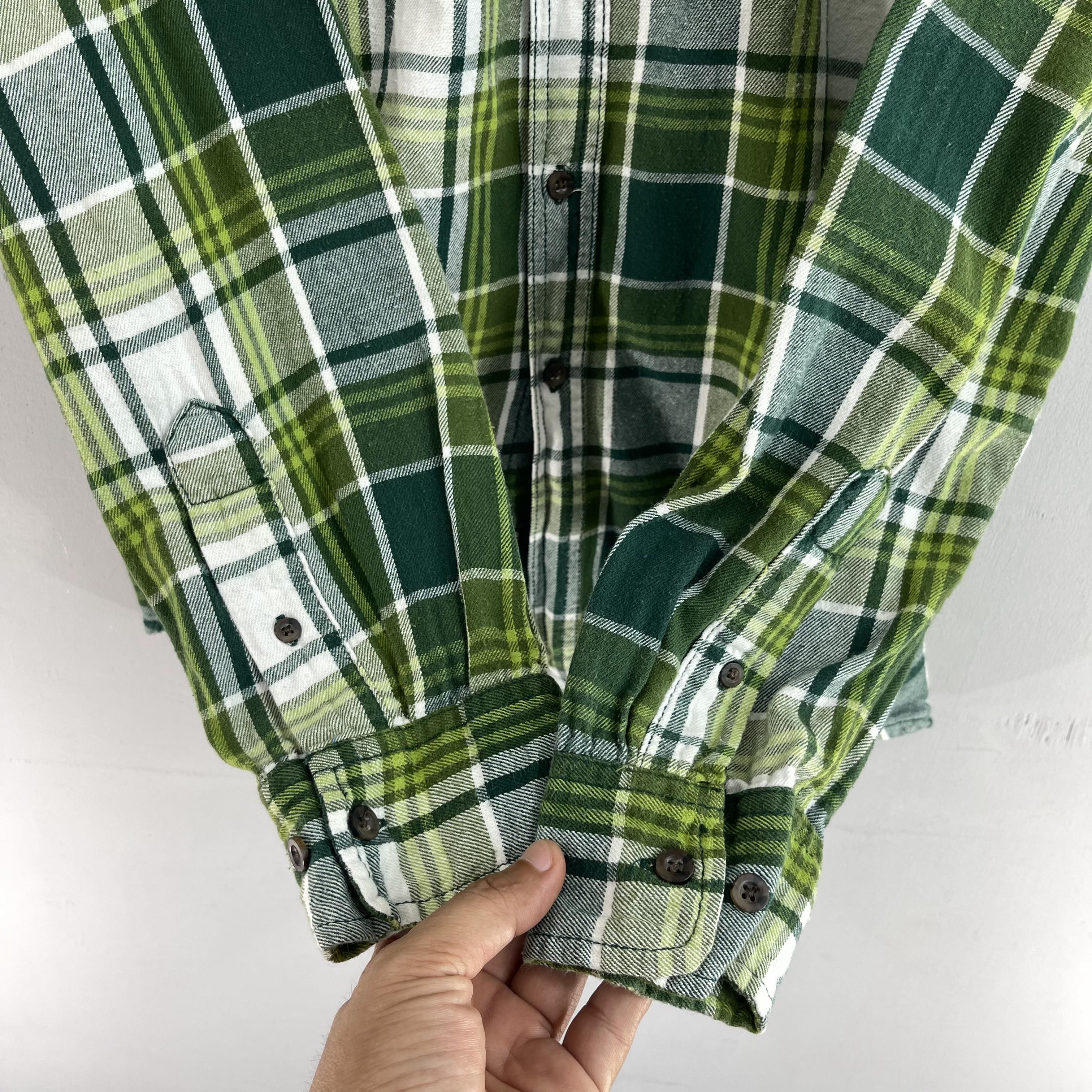 Faded Glory × Flannel FADED GLORY Checkered Plaid Green Flannel Shirt Button Up Size US XL / EU 56 / 4 - 7 Thumbnail