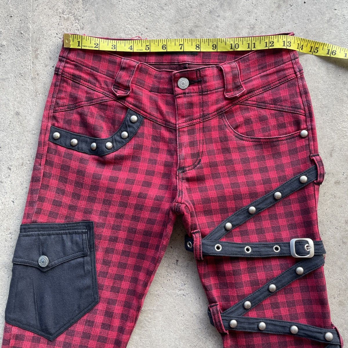If Six Was Nine × Japanese Brand × Seditionaries Vintage Algonquins Punk Bondage Checkred Ankle Zip RARE Pant Size US 27 - 5 Thumbnail