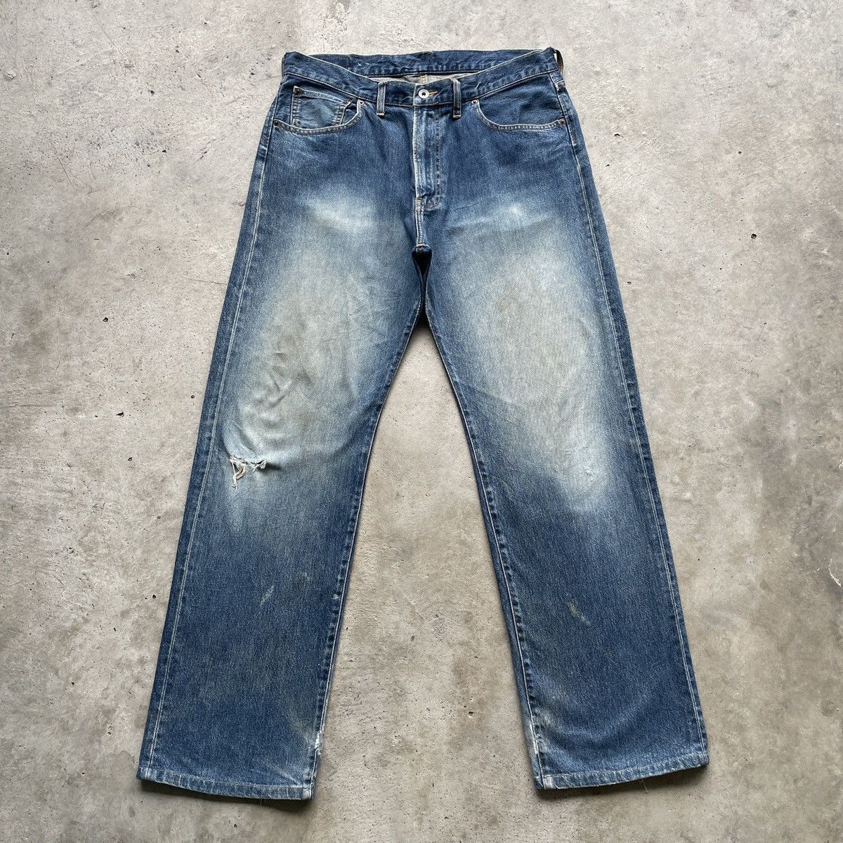 Japanese Brand × Jean × Vintage Vintage Japanese Faded Baggy Jeans Distressed Denim Pants Size US 35 - 1 Thumbnail