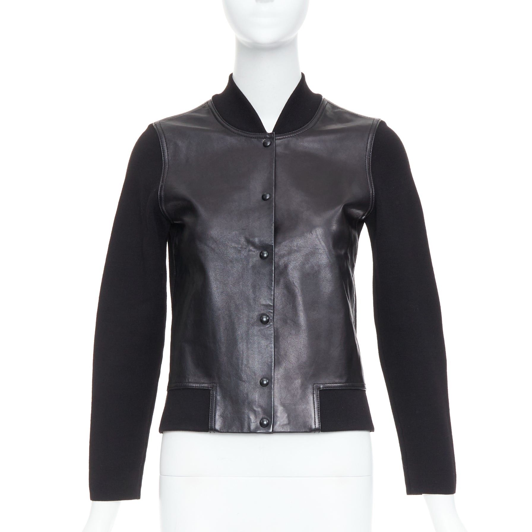 Alexander Wang ALEXANDER WANG black merino wool blend leather front bomber jacket M Size M / US 6-8 / IT 42-44 - 1 Thumbnail