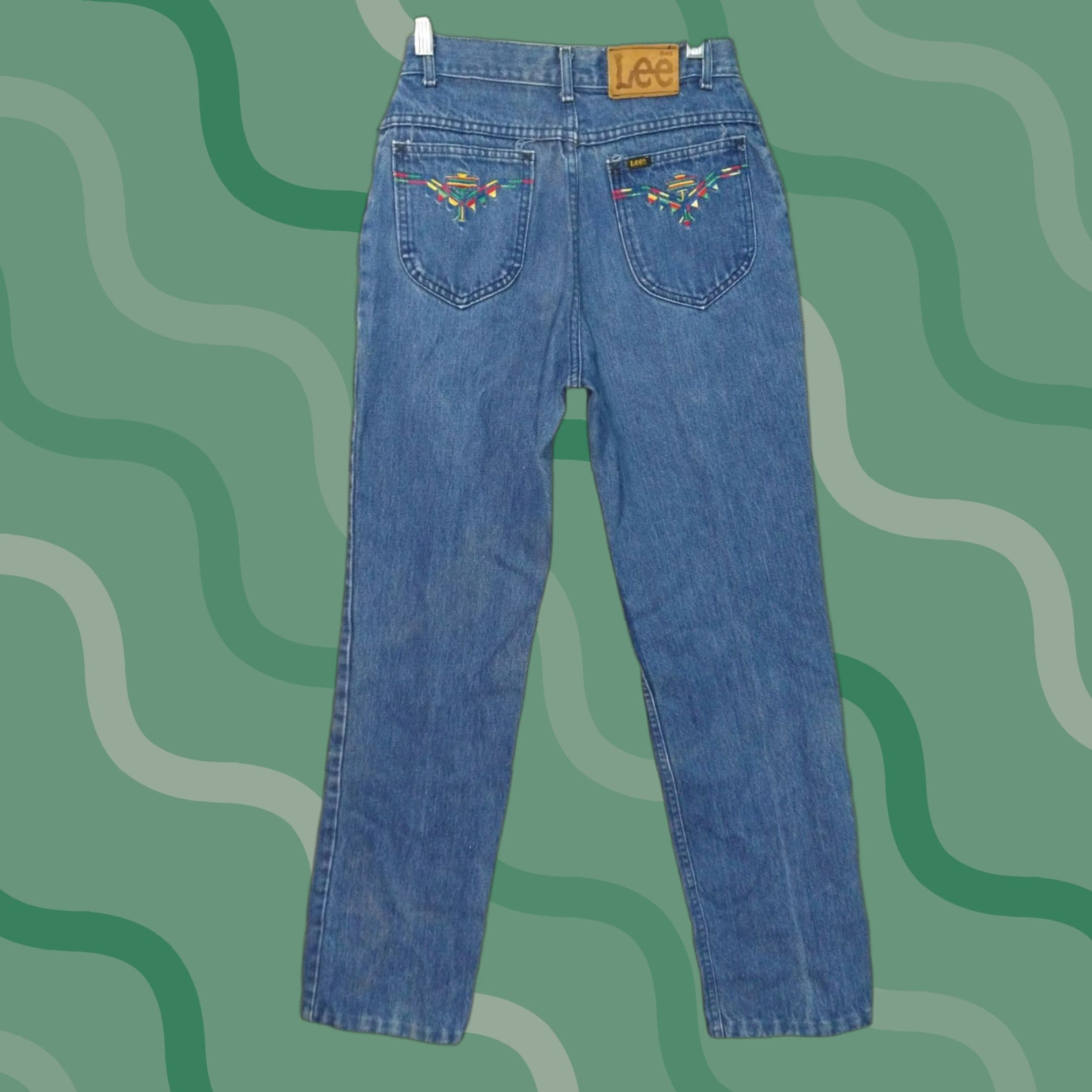 Lee VINTAGE Lee Jeans Womens 10 Blue Denim Talon Aztec Straight Leg High Rise Jeans 90s Womens Size 32" / US 10 / IT 46 - 1 Thumbnail