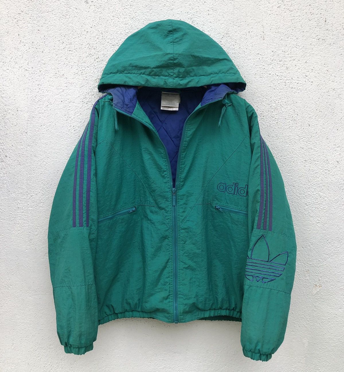 Adidas Vintage Rare/80s Adidas Big Logo Embroidered Nylon Jacket Size US L / EU 52-54 / 3 - 8 Thumbnail