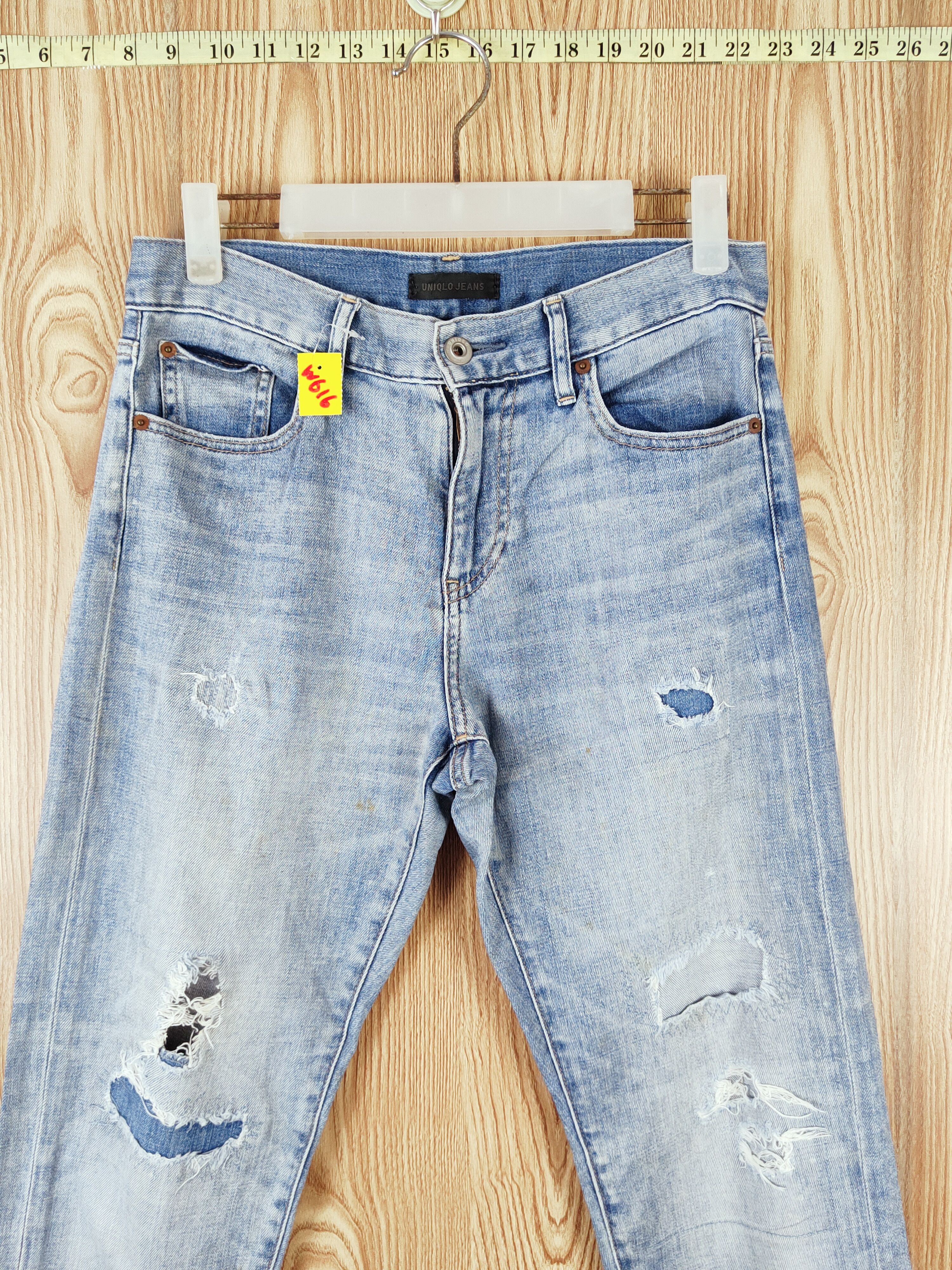Japanese Brand Uniqlo japan vintage Blue Distressed Ripped Jeans #W616 Size US 30 / EU 46 - 2 Thumbnail