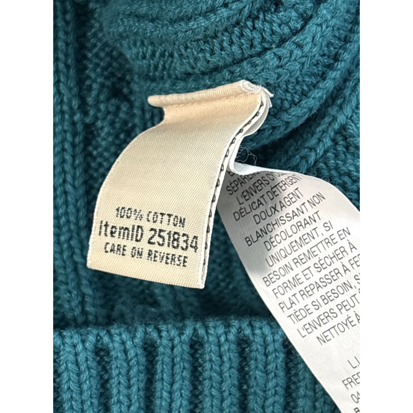 Vintage LL Bean Sweater Women’s 2X Full Zip Cable Knit Turquoise Fishermen Cottagecore Size XXL / US 16-18 / IT 52-54 - 5 Thumbnail
