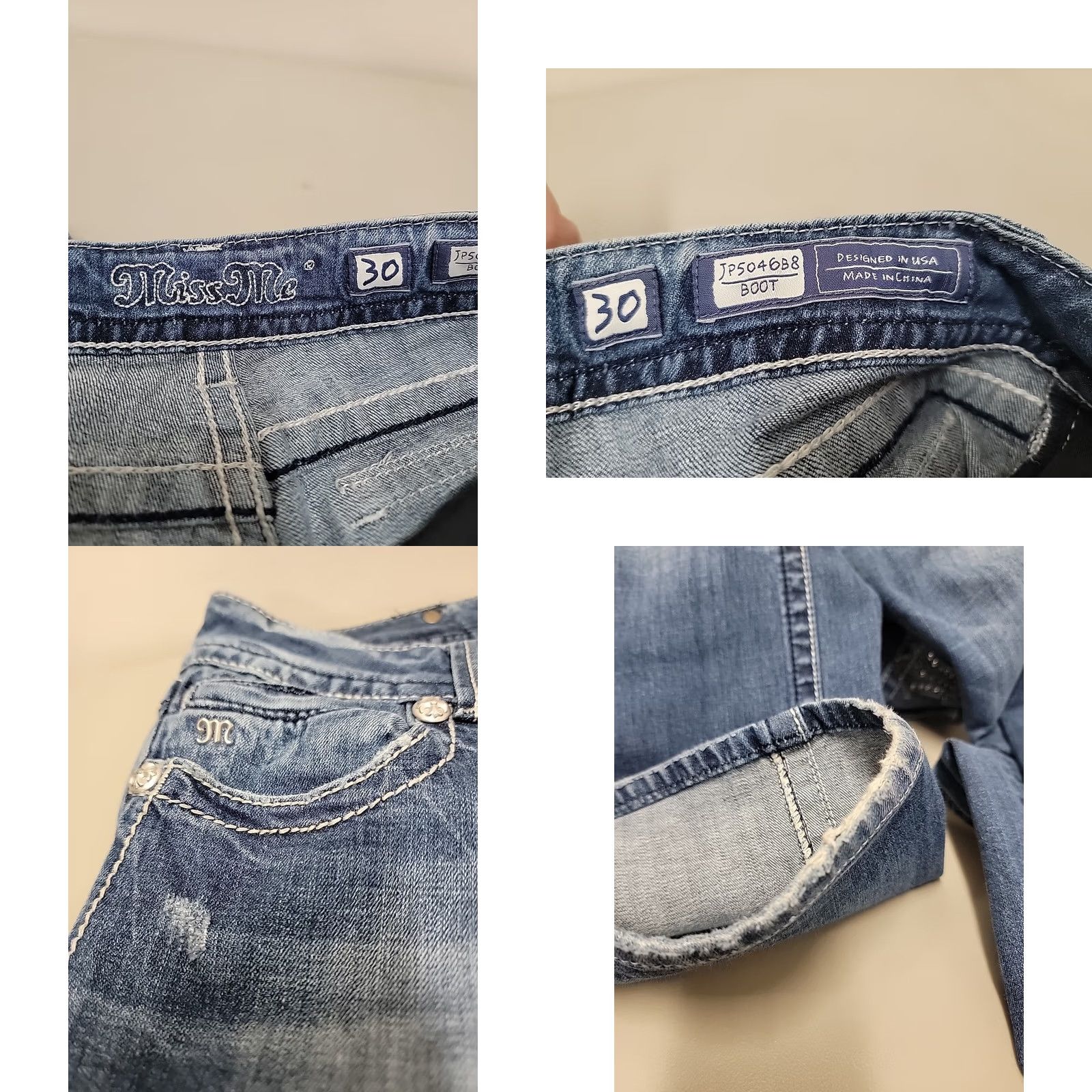Miss Me Miss Me Jeans Bootcut 30x34 Blue Embroidered Stretch Denim Women's Regular Jeans 5-Pocket JP504688 Size 30" / US 8 / IT 44 - 10 Thumbnail