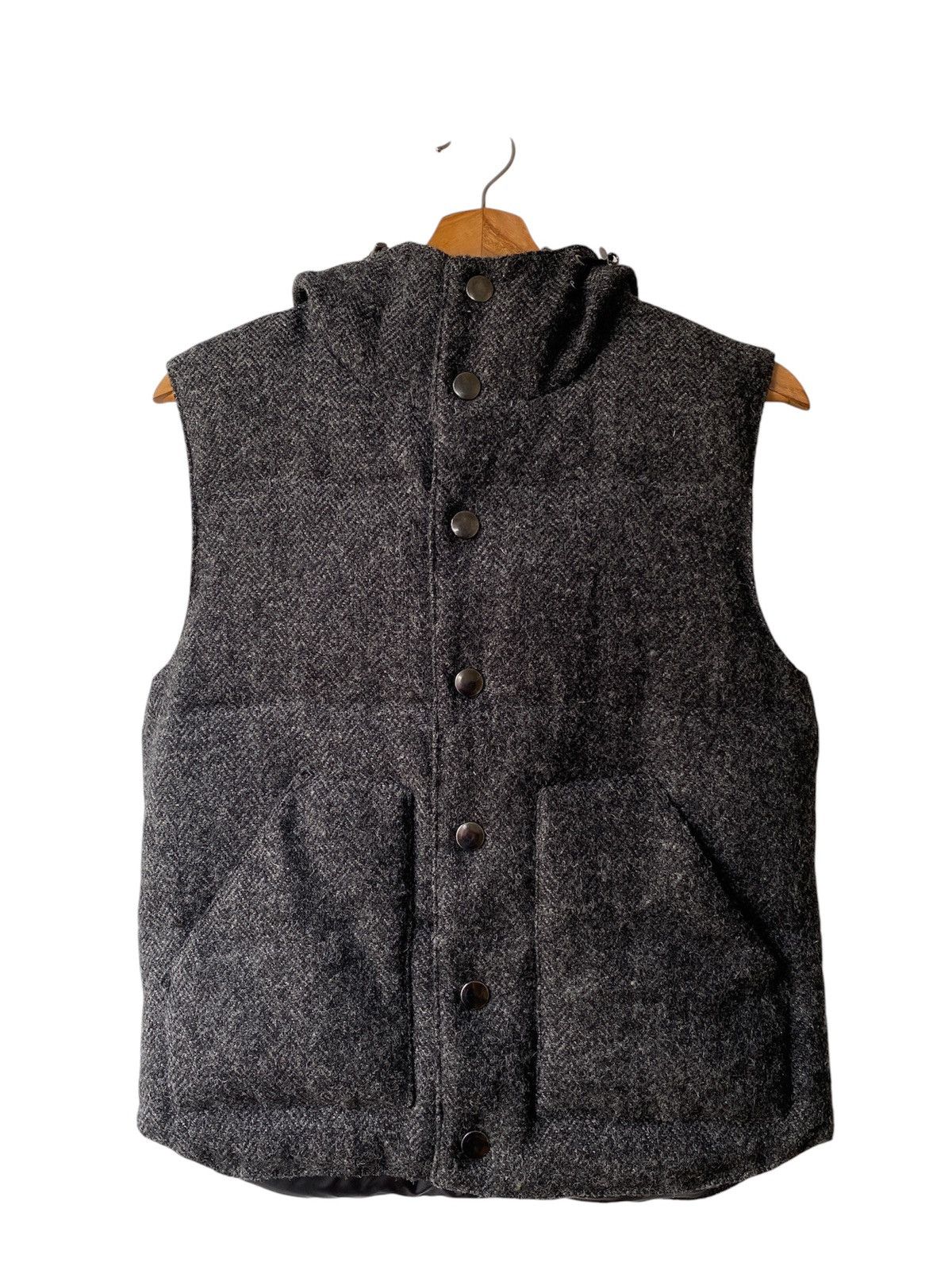 Harris Tweed × Japanese Brand × Journal Standard Harris Tweed X Journal Standard Wool Puffer Vest Hoodie Size US M / EU 48-50 / 2 - 2 Thumbnail
