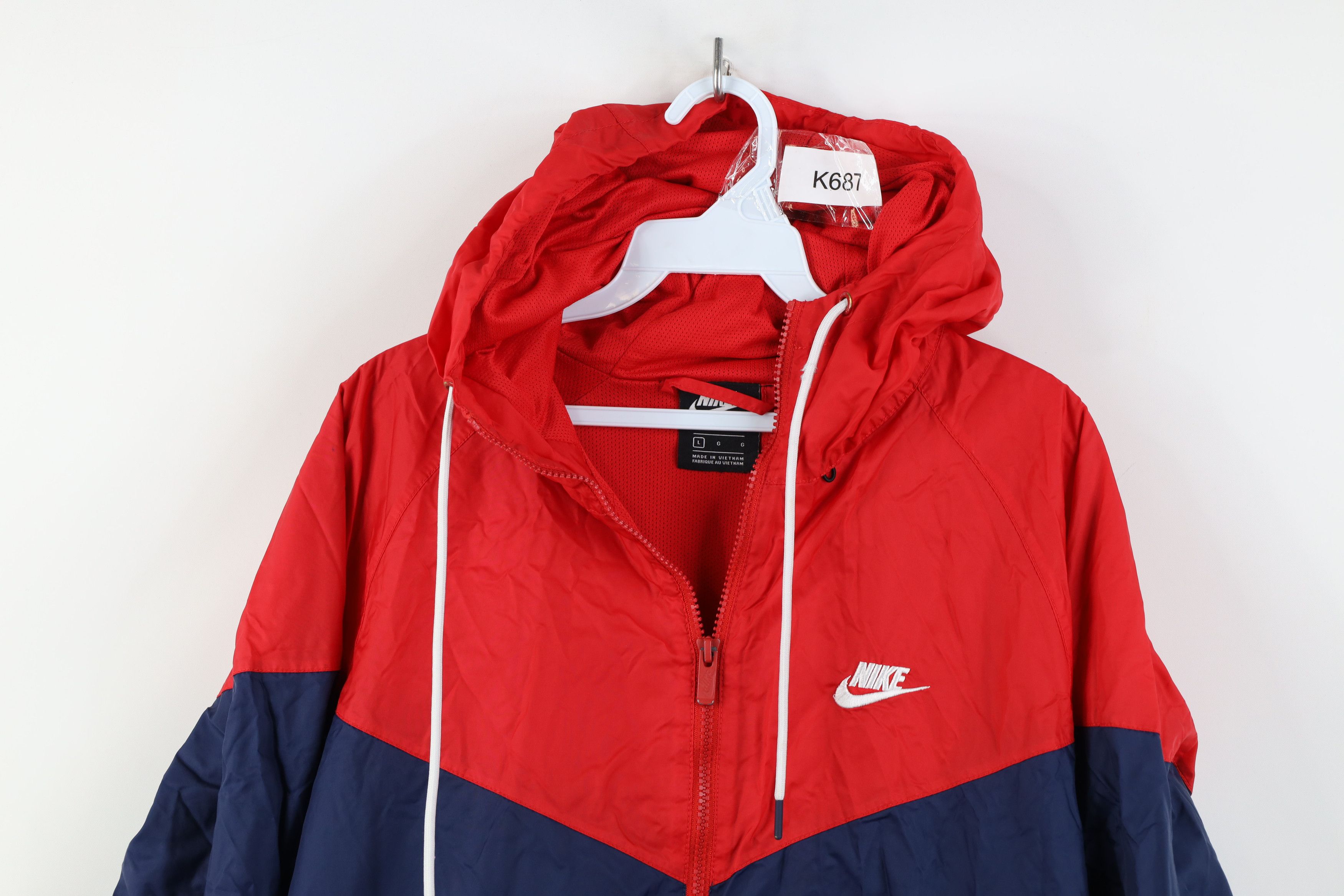 Nike Nike Block Hooded Windrunner Windbreaker Jacket Red Blue Size US L / EU 52-54 / 3 - 2 Thumbnail