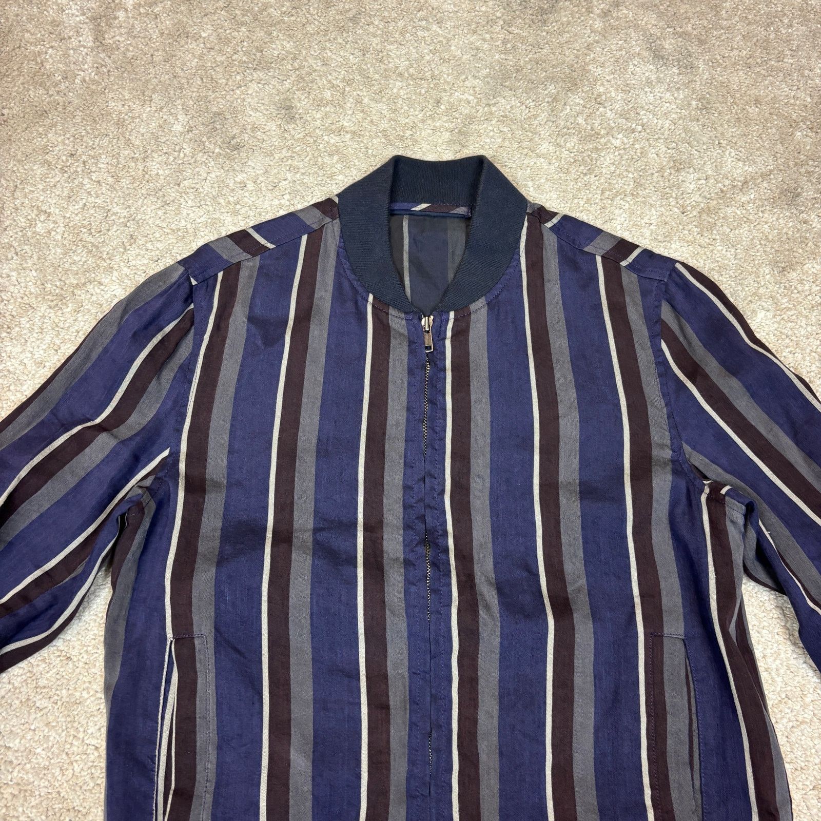 Todd Snyder Todd Snyder Striped Linen Blend Bomber Jacket Men's Small Size US S / EU 44-46 / 1 - 2 Thumbnail