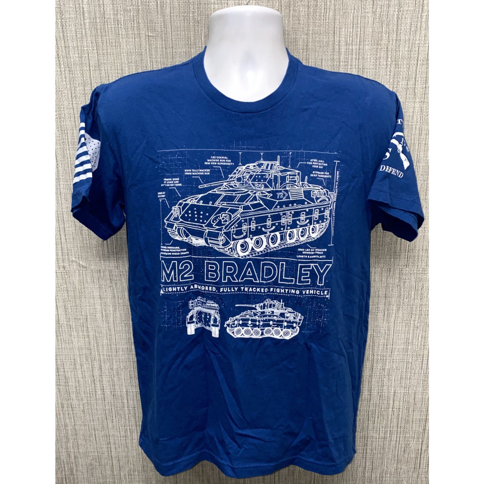 Vintage Grunt Style M2 Bradley Tank Military Men Tee Short Sleeve Cotton Blue M2 Logo Graphic Shirt Mens T-Shirt Size US M / EU 48-50 / 2 - 2 Thumbnail