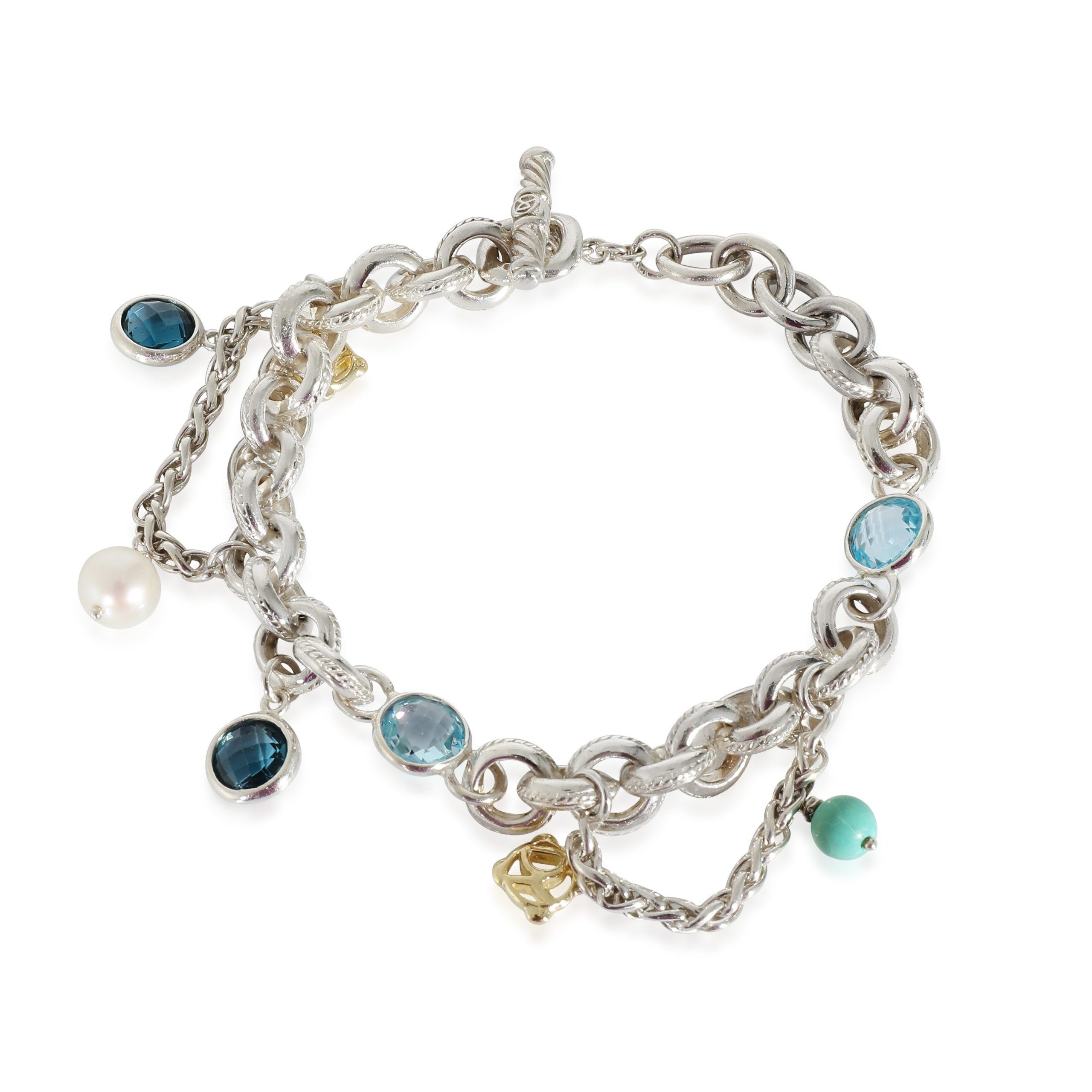 David Yurman Old World Charm Bracelet in Sterling Silver with a Toggle Clasp