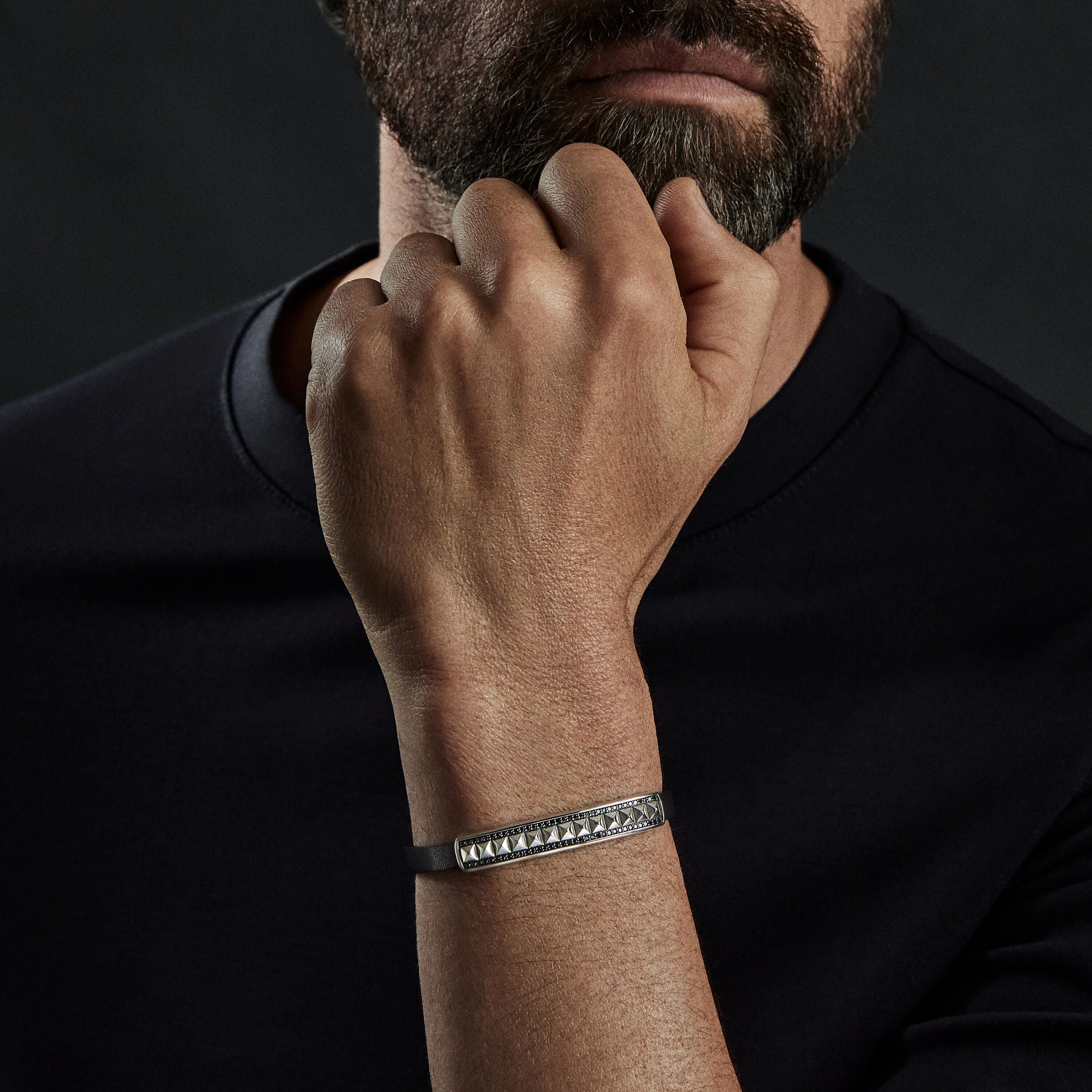 David Yurman o1w1db10526 B25876M /Size 6/Pyramid Bracelet in Silver/Black Size ONE SIZE - 3 Thumbnail