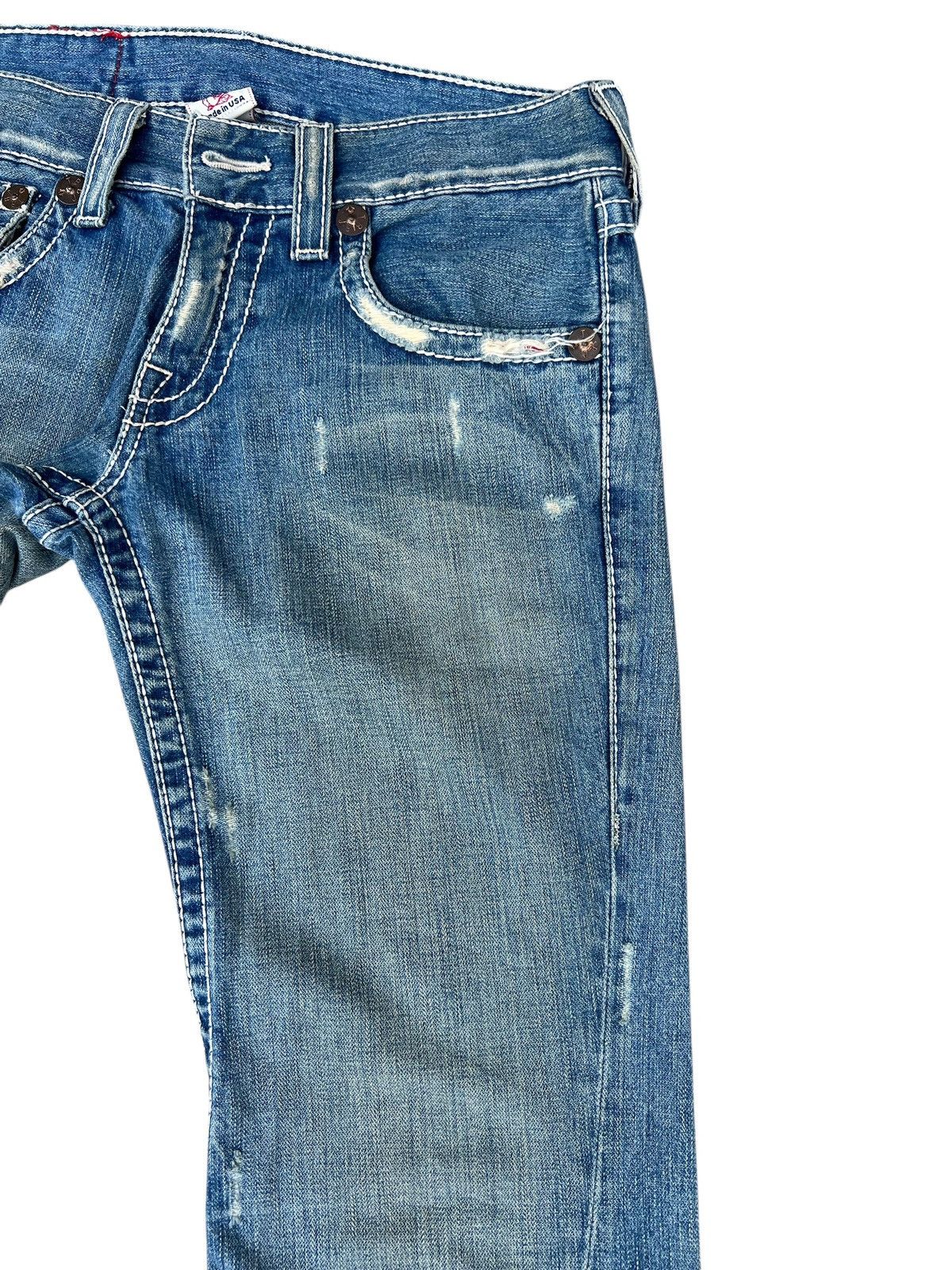 True Religion VTG Y2K True Religion Joey Big T Distress Denim Flare Jeans Size US 30 / EU 46 - 11 Thumbnail