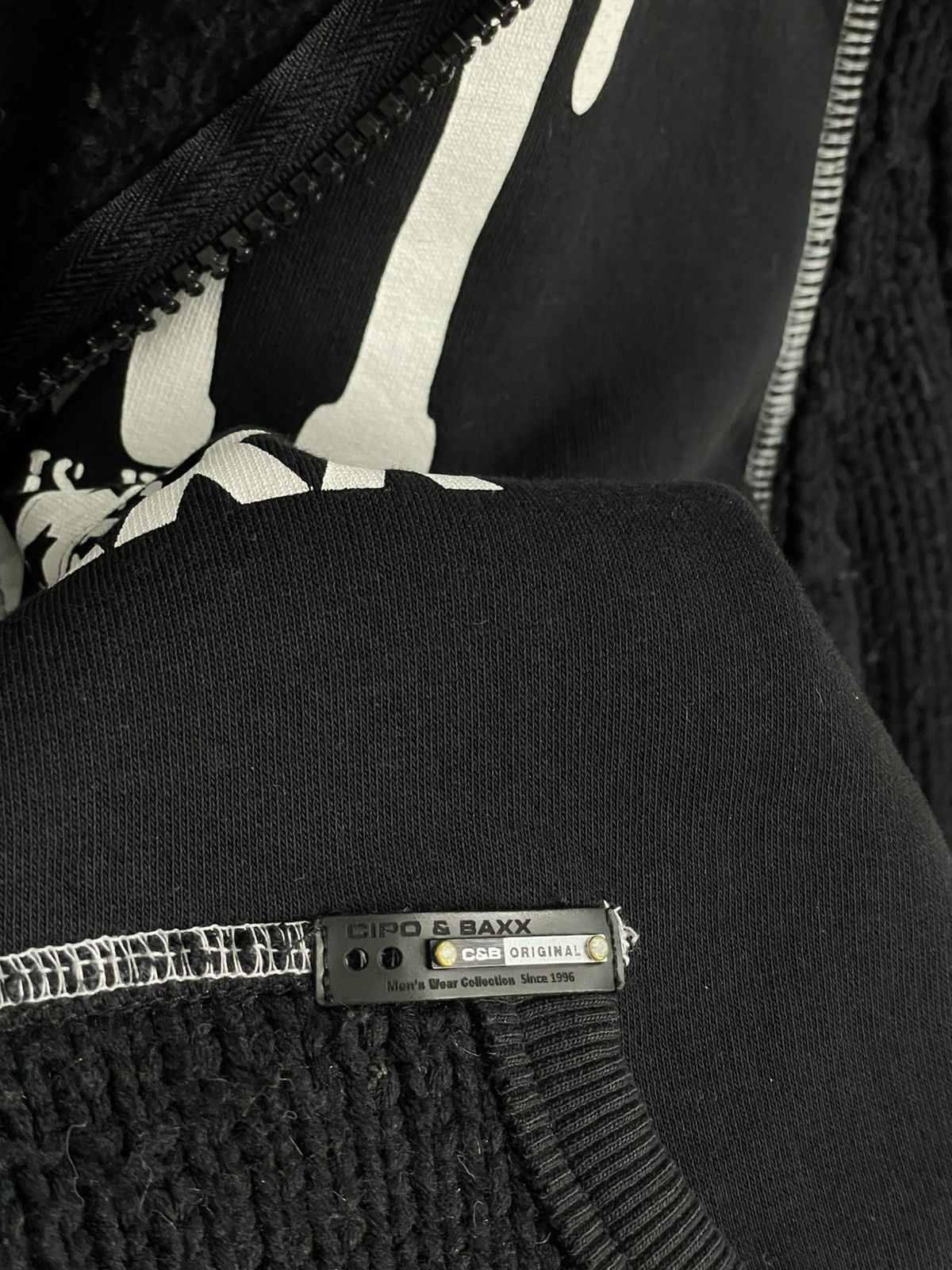 Hysteric Glamour × If Six Was Nine × Le Grande Bleu (L.G.B.) 00s Painted Japan Diesel Style Knit Ribbed Zip Sweater Y2K Size US L / EU 52-54 / 3 - 9 Thumbnail